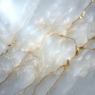 Abstract White Marble Texture With Golden Veins