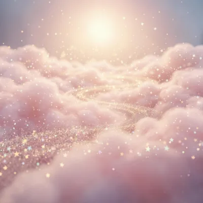 Dreamy Pink Clouds With Sparkling Stardust Path