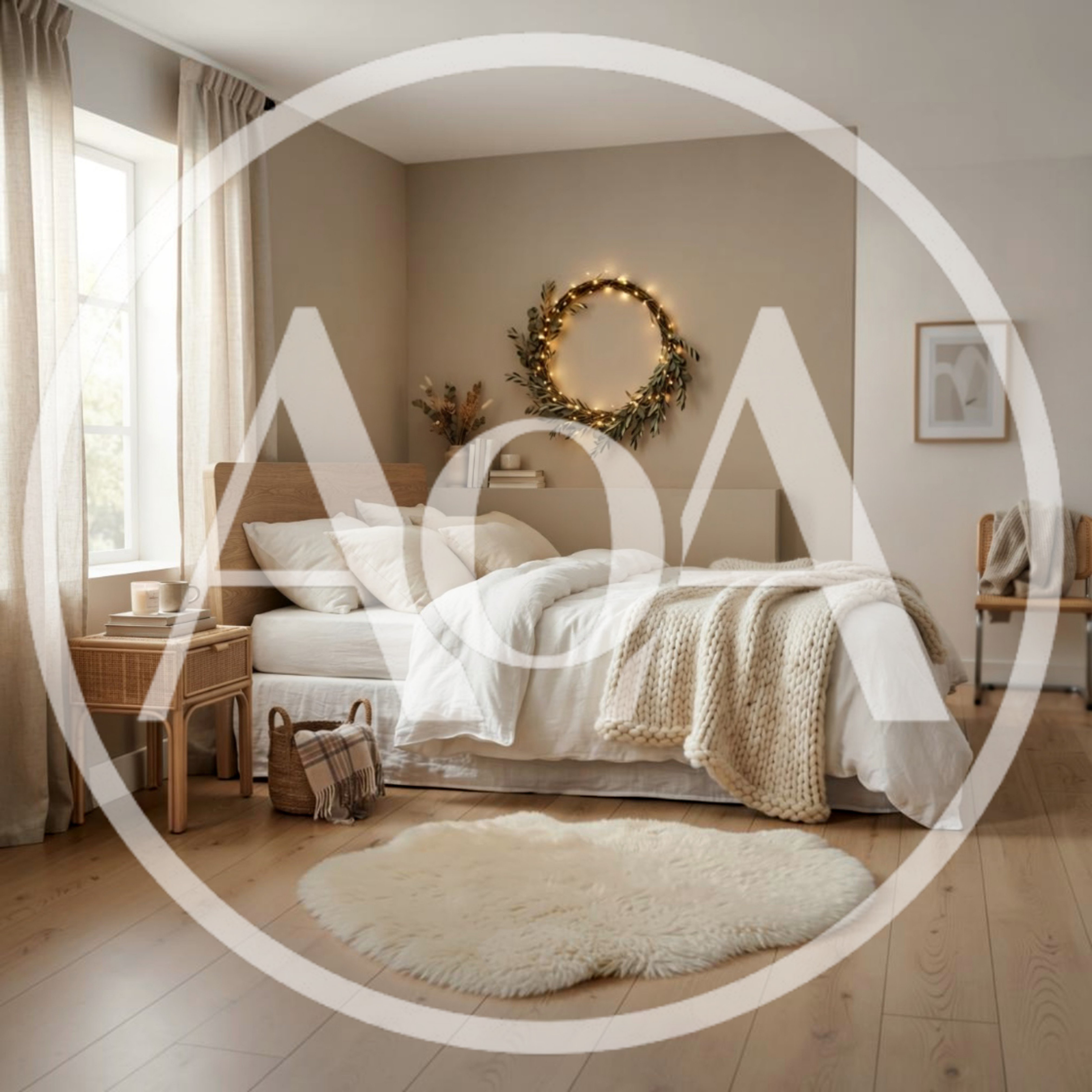 Cozy Minimalist Bedroom Interior With Warm Lighting