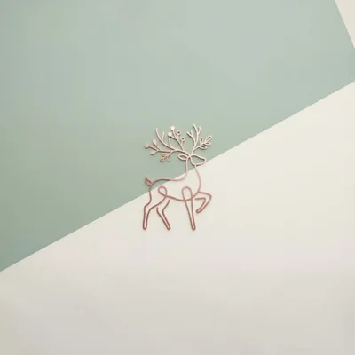 Minimalist Rose Gold Deer Ornament On Split Background