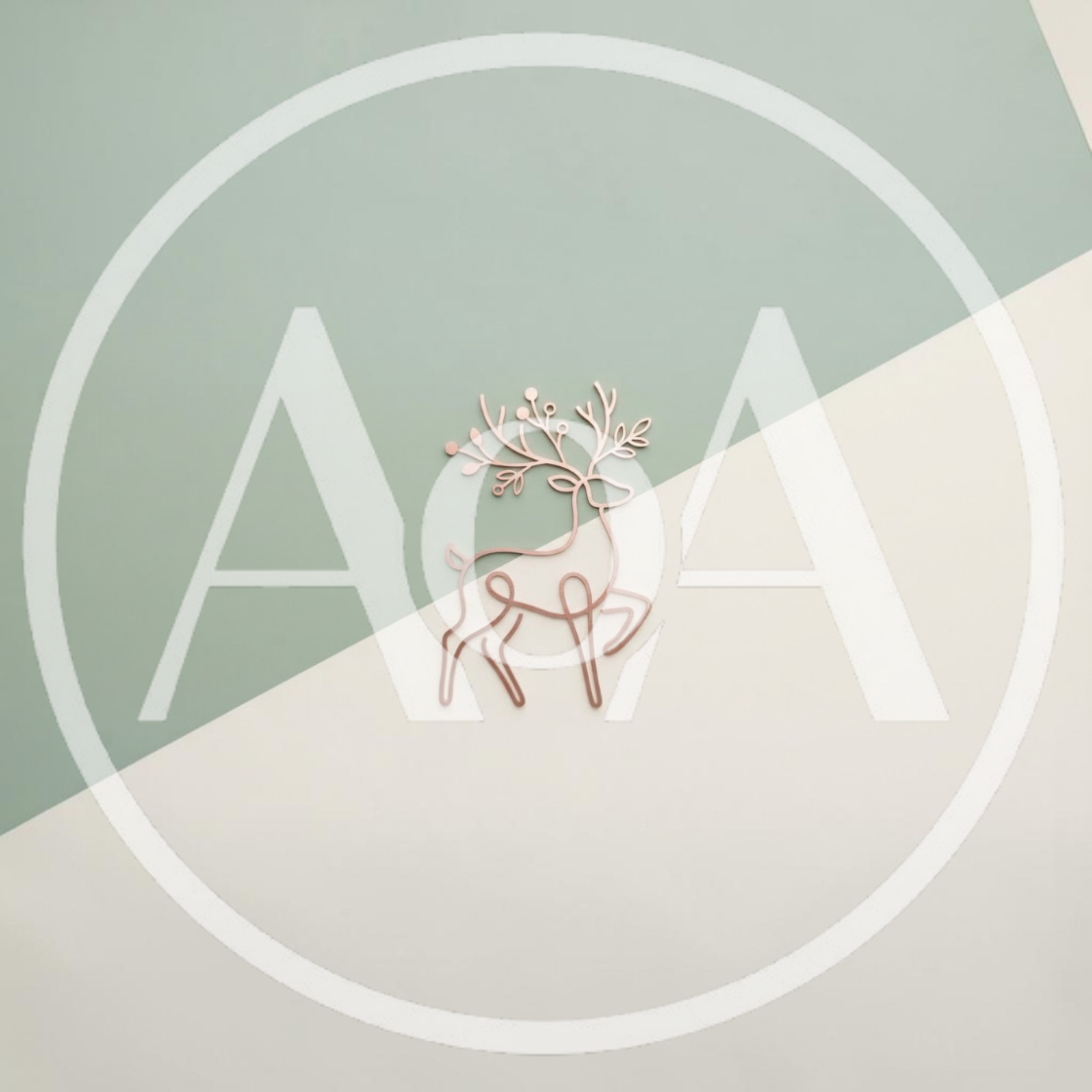 Minimalist Rose Gold Deer Ornament On Split Background