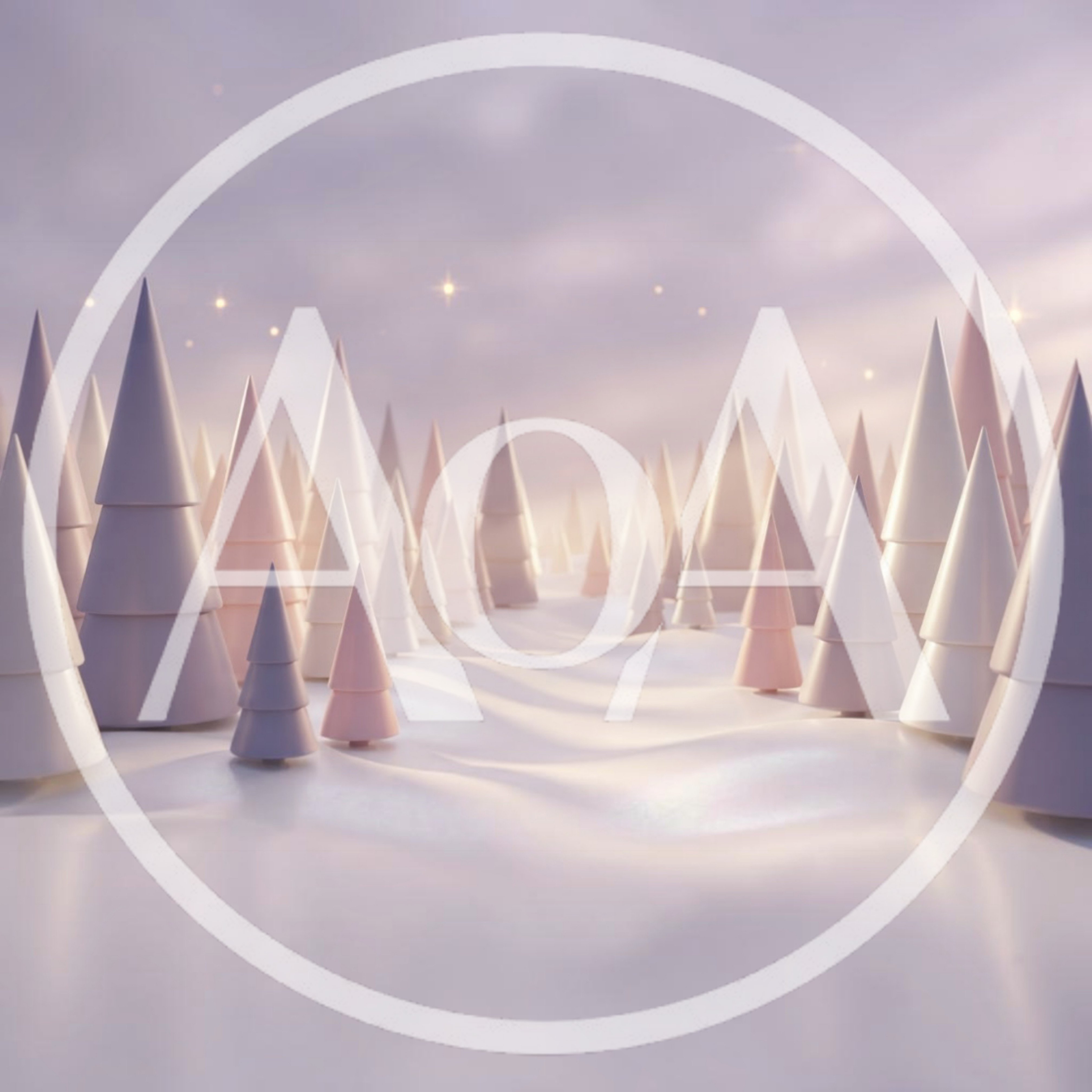 Minimalist 3D Rendered Snowy Forest Landscape