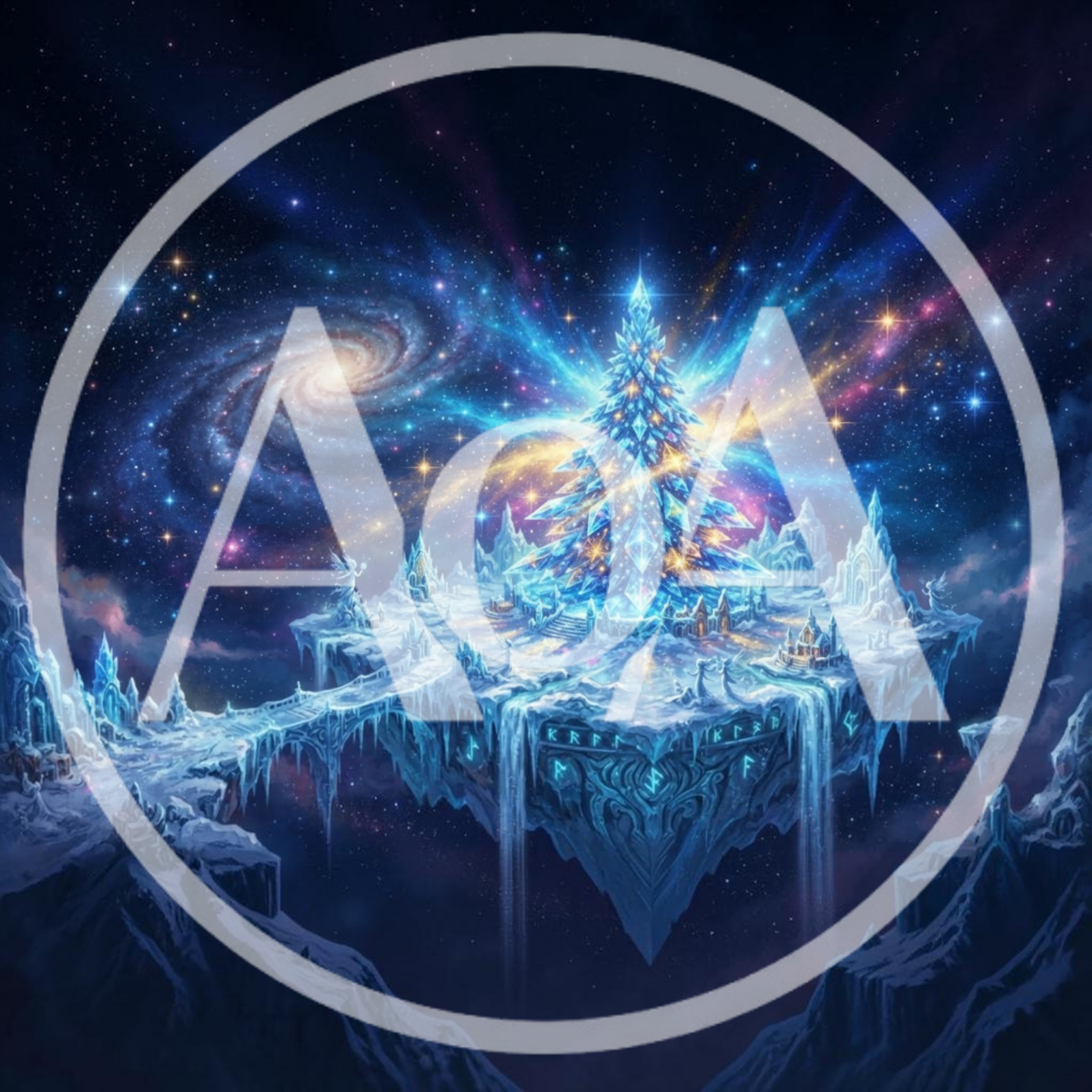 Floating Crystal Christmas Tree In Cosmic Space
