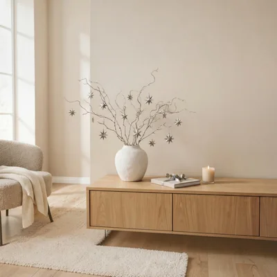Minimalist Living Room Decor With Decorative Twigs And Stars