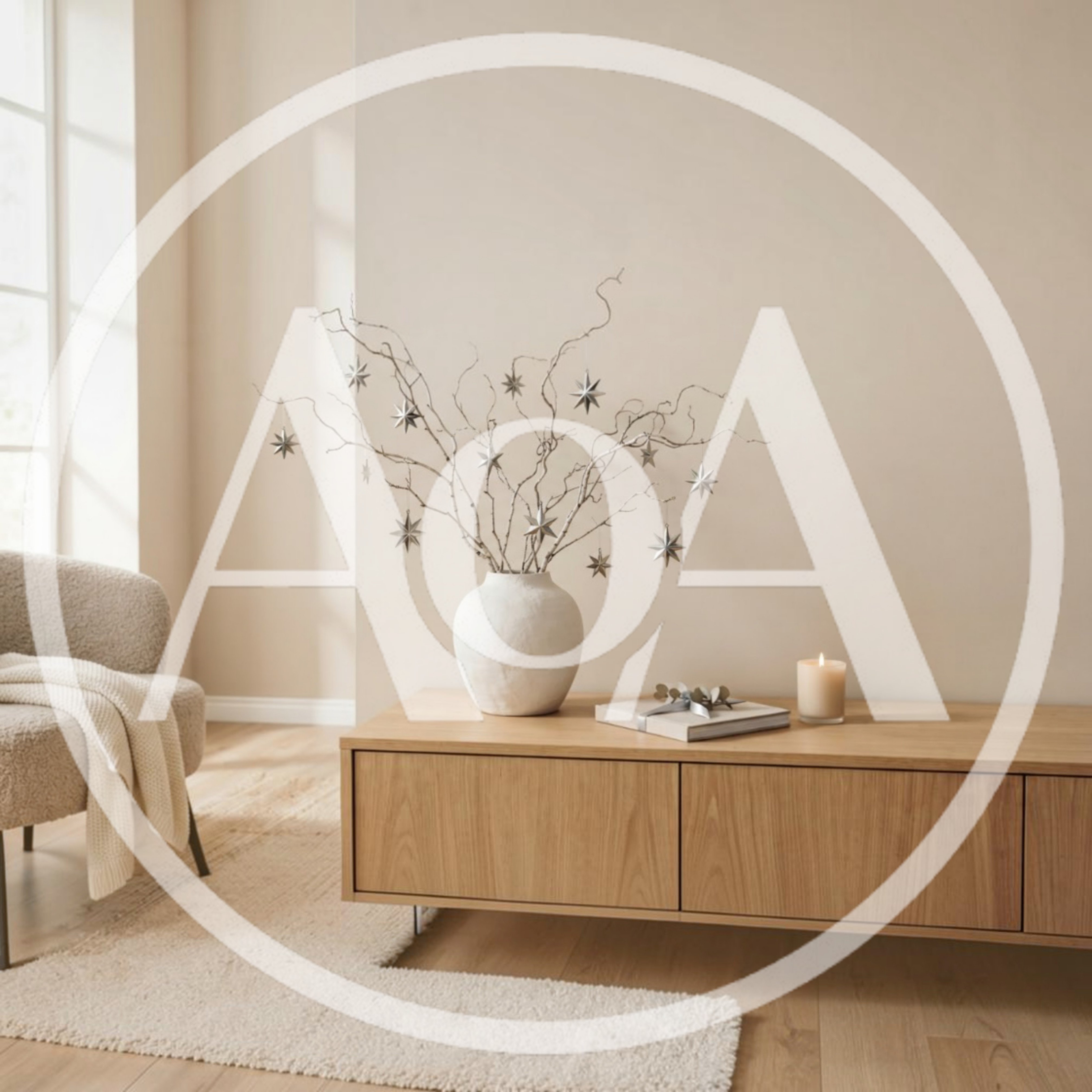 Minimalist Living Room Decor With Decorative Twigs And Stars