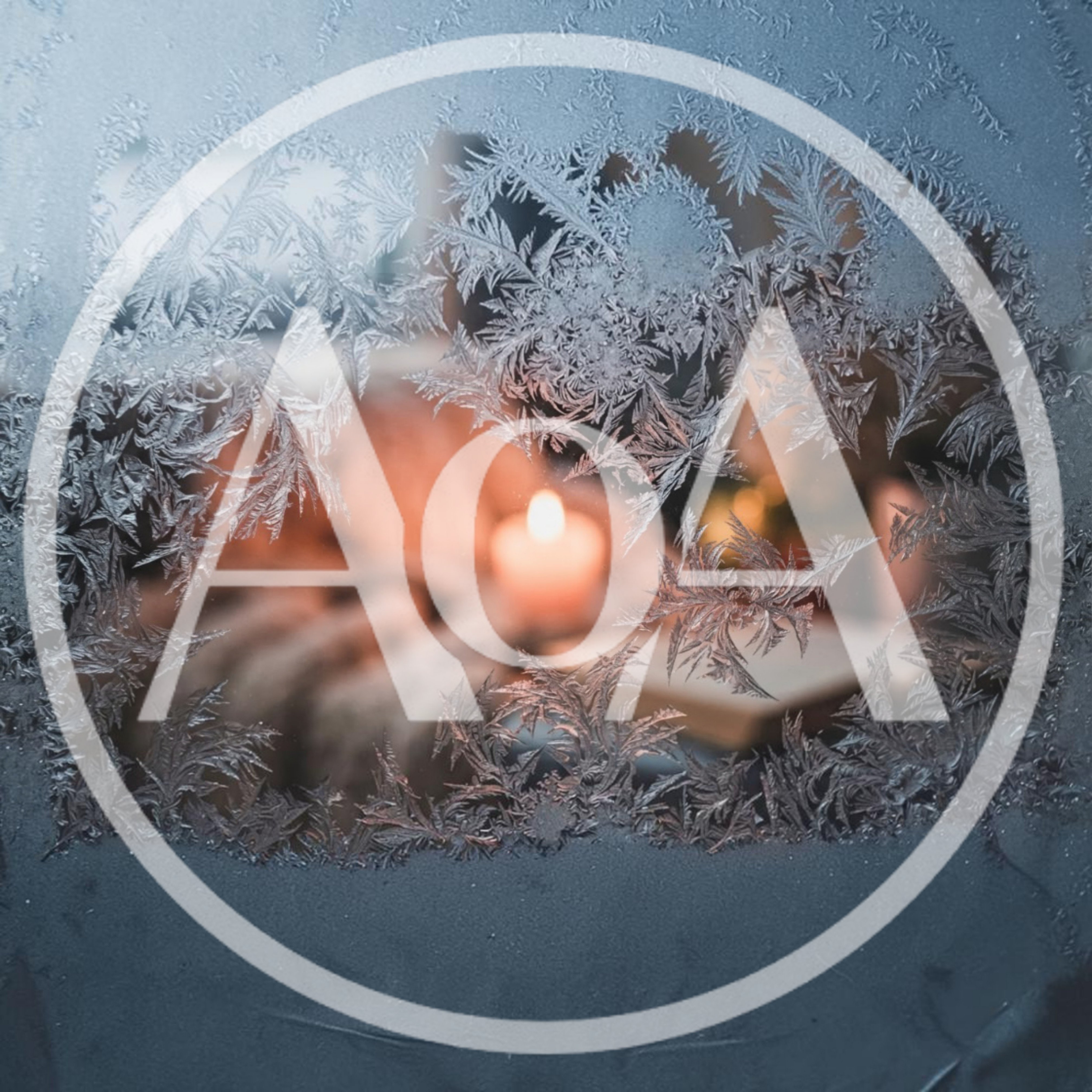 Frost Patterns On Window With Candlelight Background