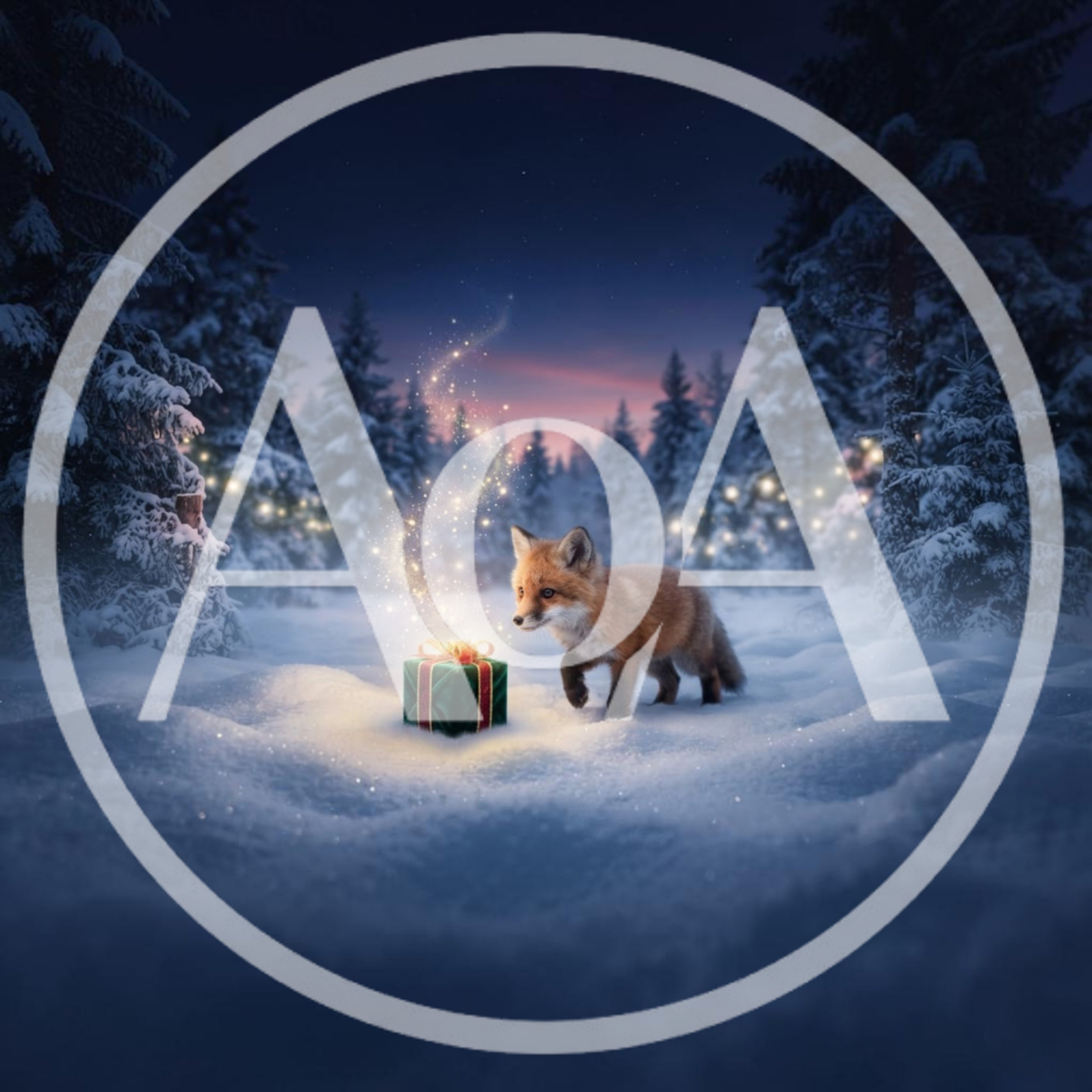 Cute Fox Cub Discovering A Magical Christmas Gift