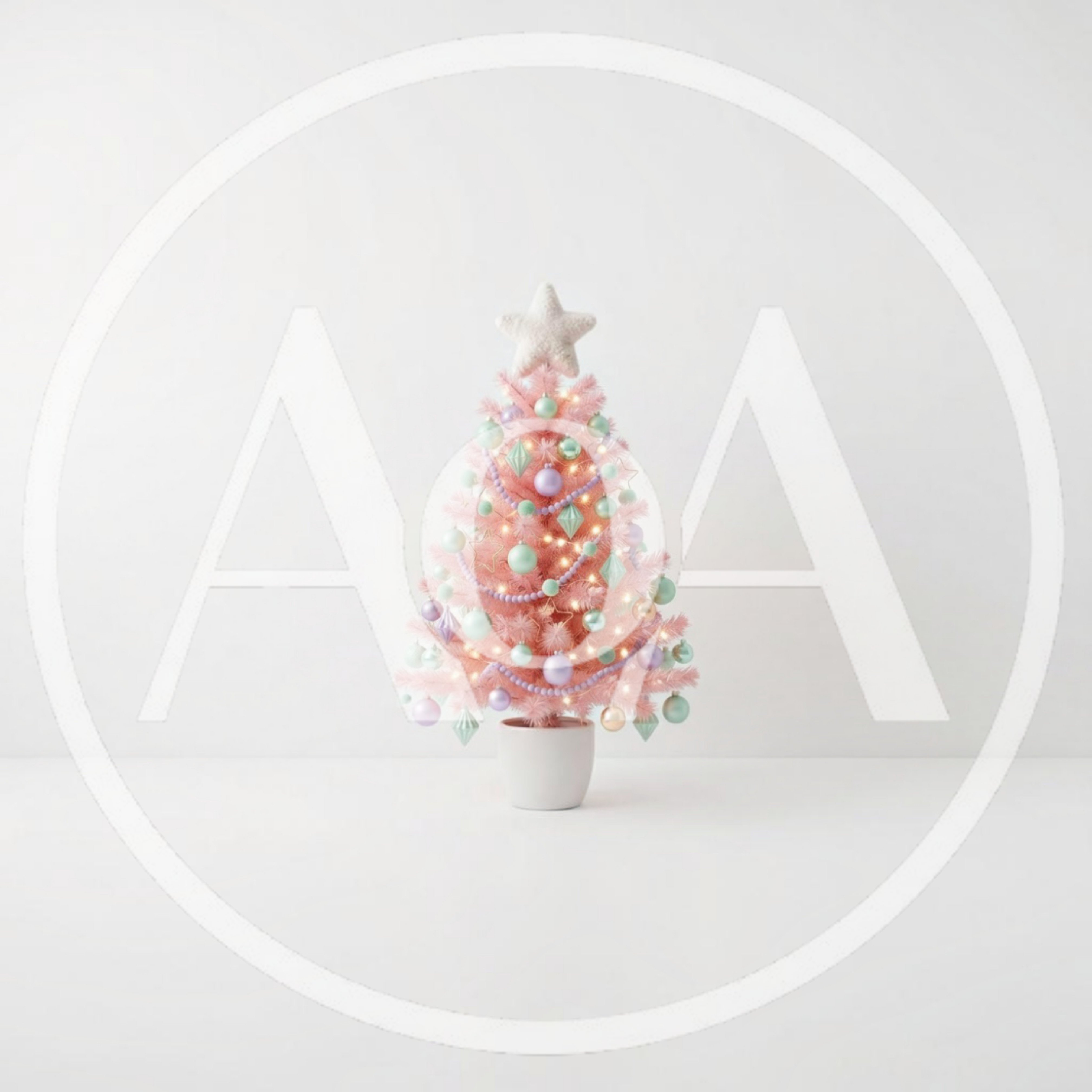 Small Pink Christmas Tree With Pastel Ornaments