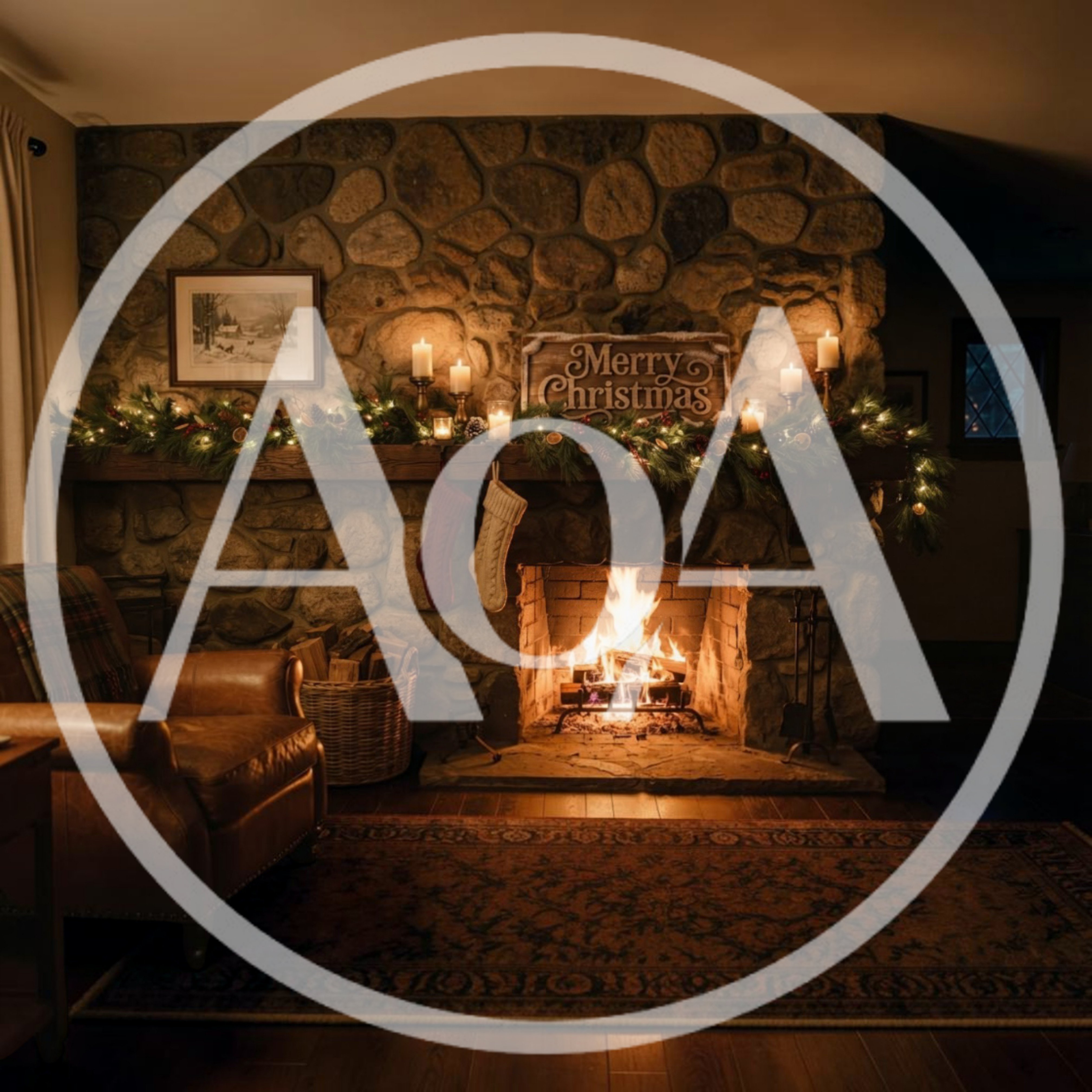 Cozy Christmas Fireplace With Leather Armchair