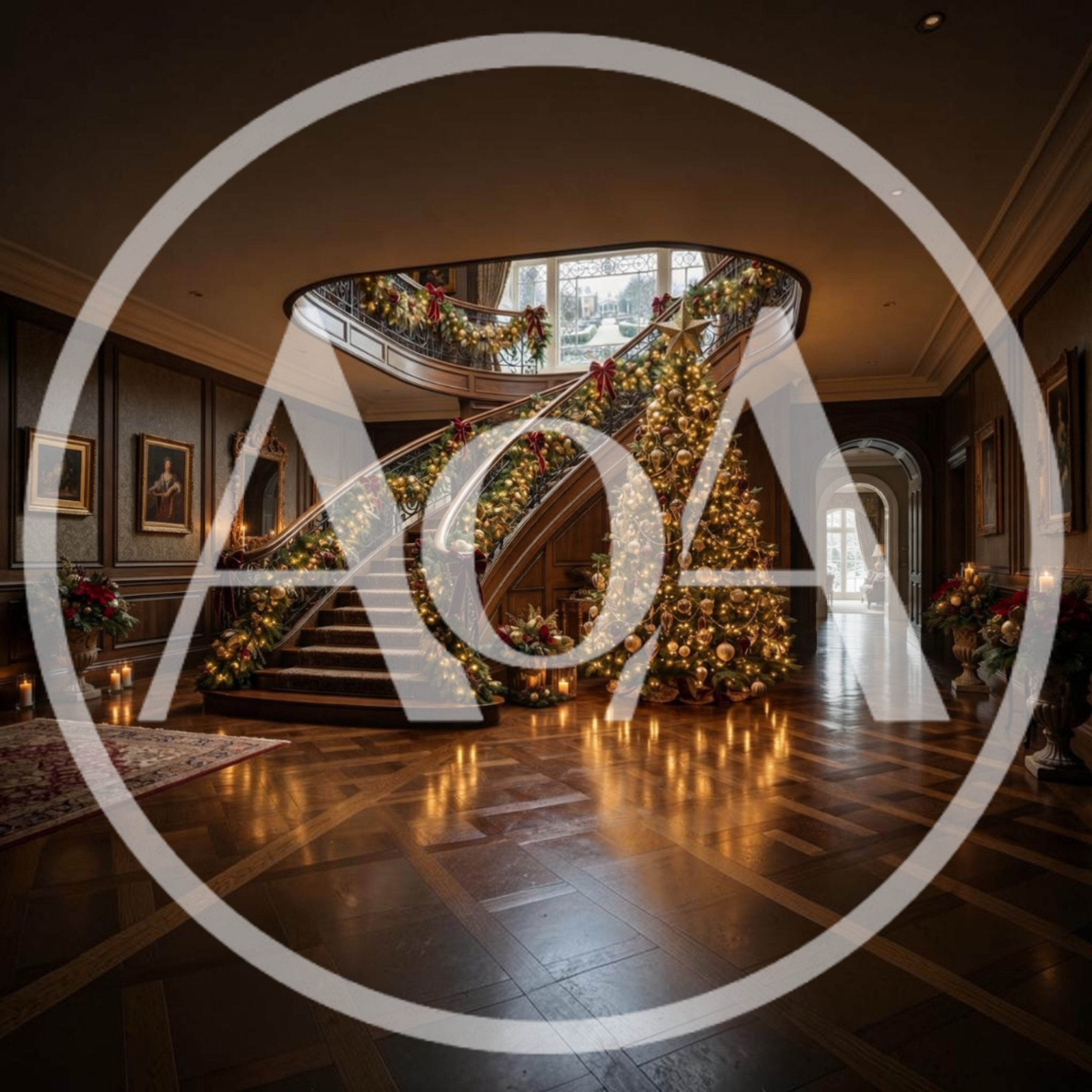 Grand Foyer Decorated For Christmas With Large Tree