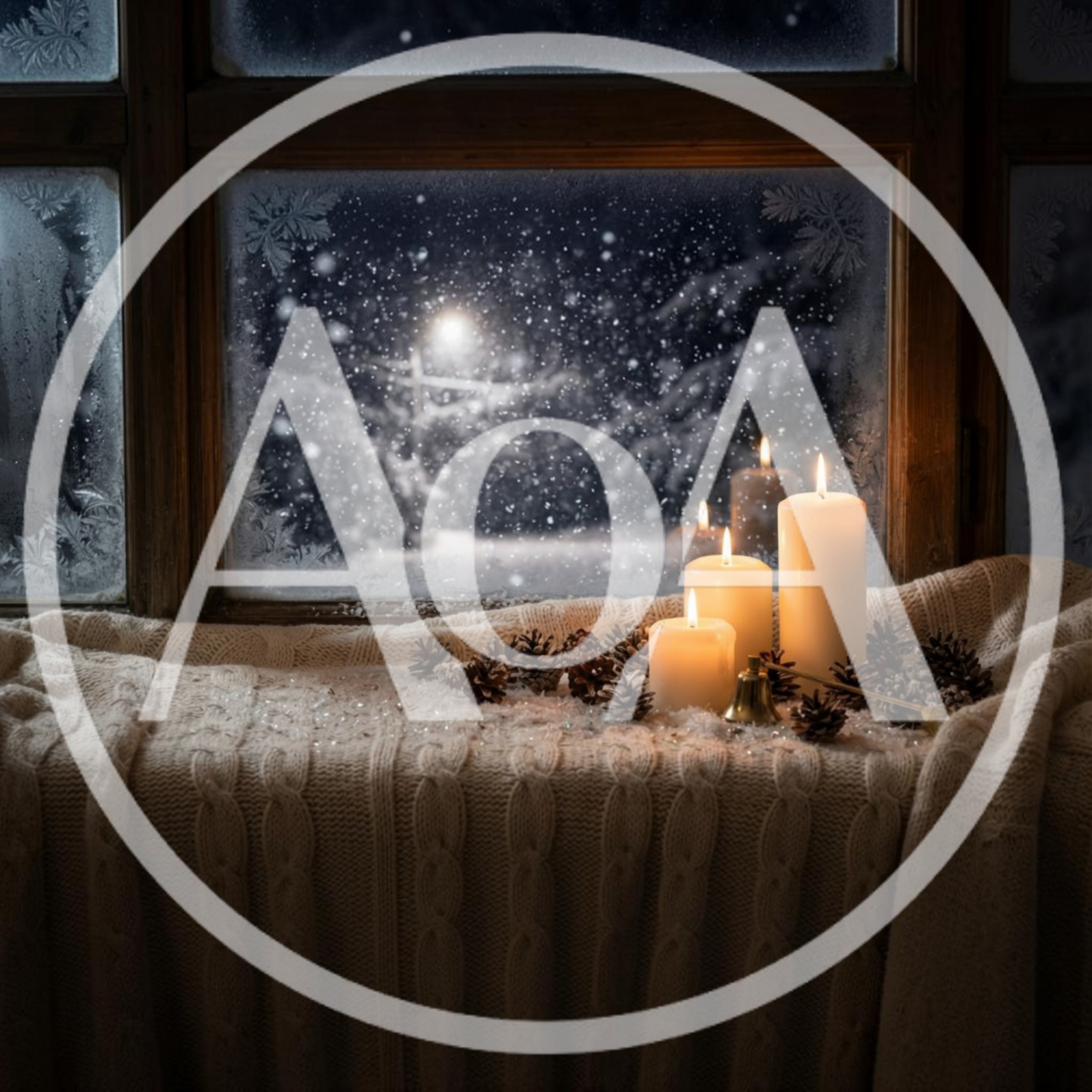Cozy Winter Window Scene With Candles And Pinecones