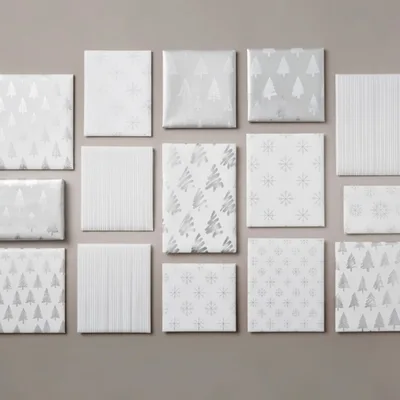 Collection Of Silver And White Christmas Wrapping Paper