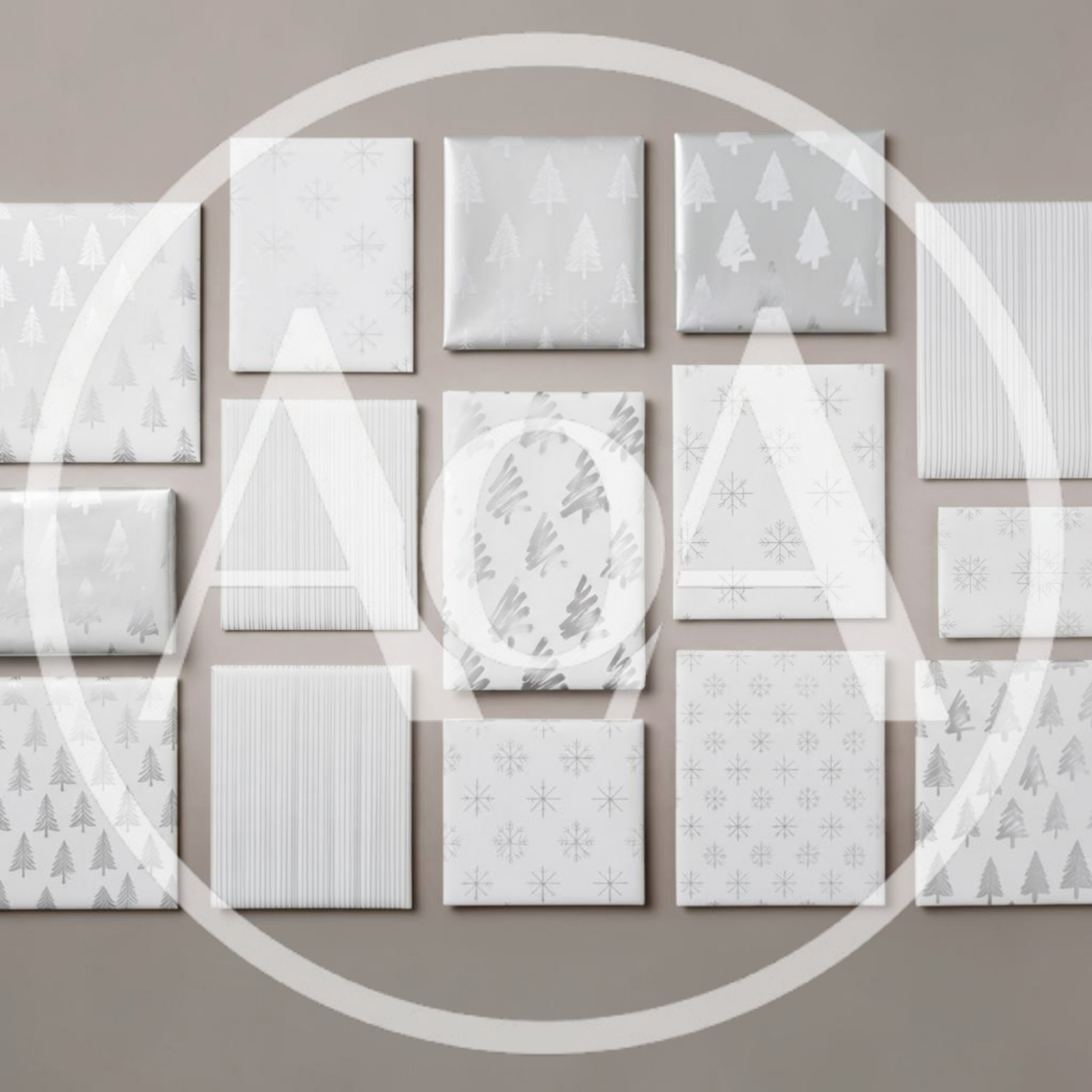 Collection Of Silver And White Christmas Wrapping Paper