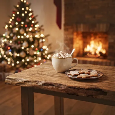 Hot Cocoa With Marshmallows And Gingerbread Cookies