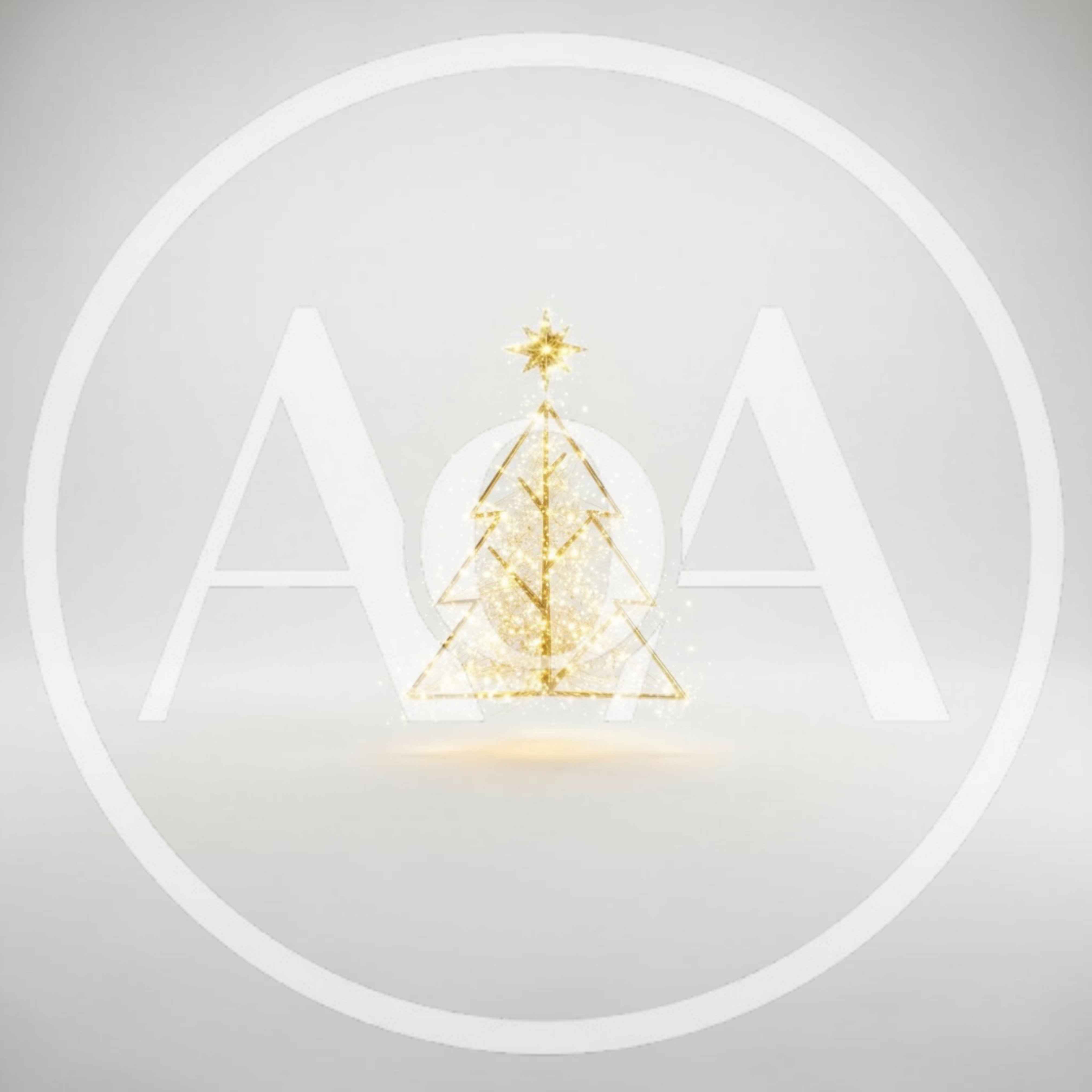 Minimalist Golden Wireframe Christmas Tree With Sparkles