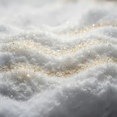 Golden Glitter Sprinkled Over Fresh White Snow