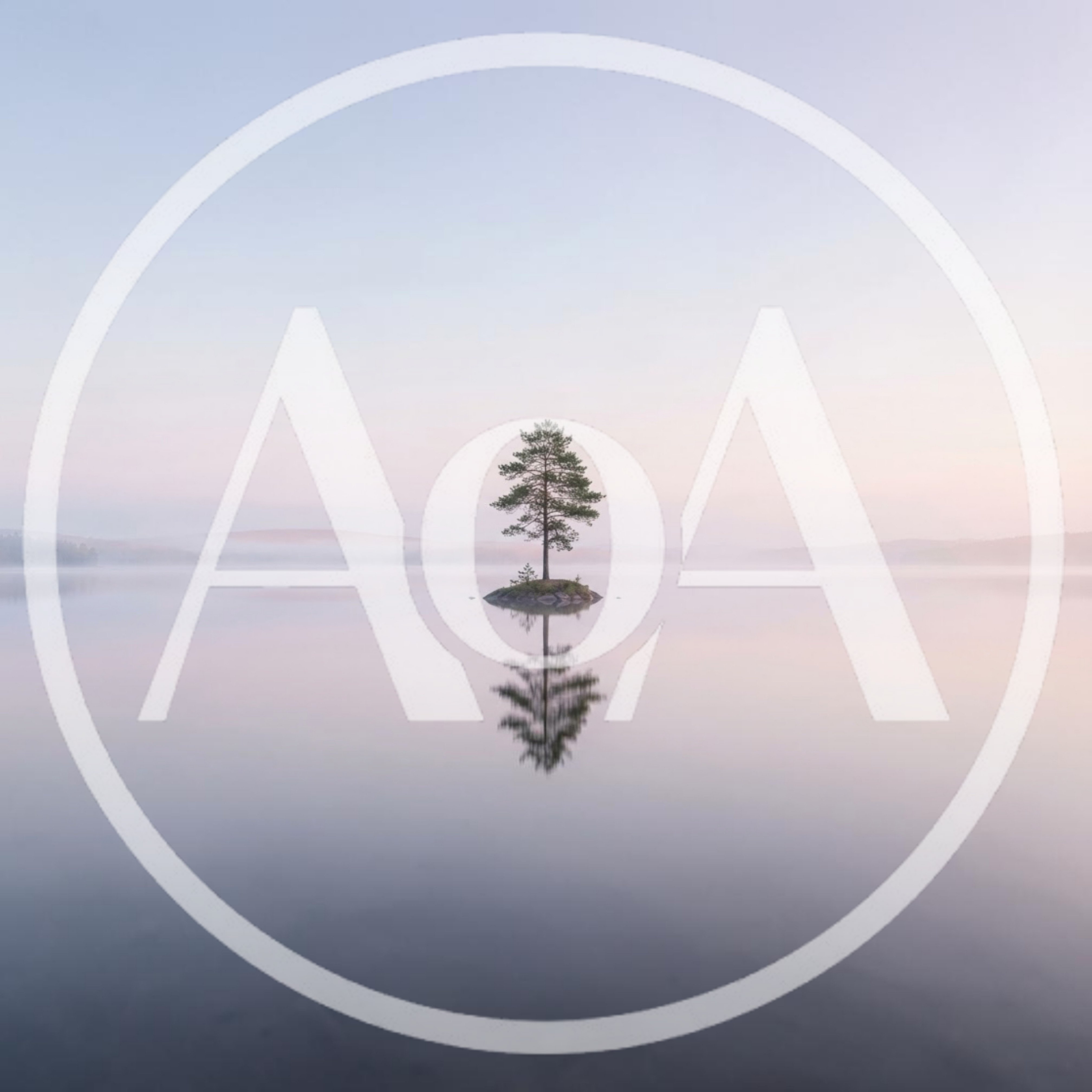 Lone Pine Tree On A Small Island In Foggy Lake
