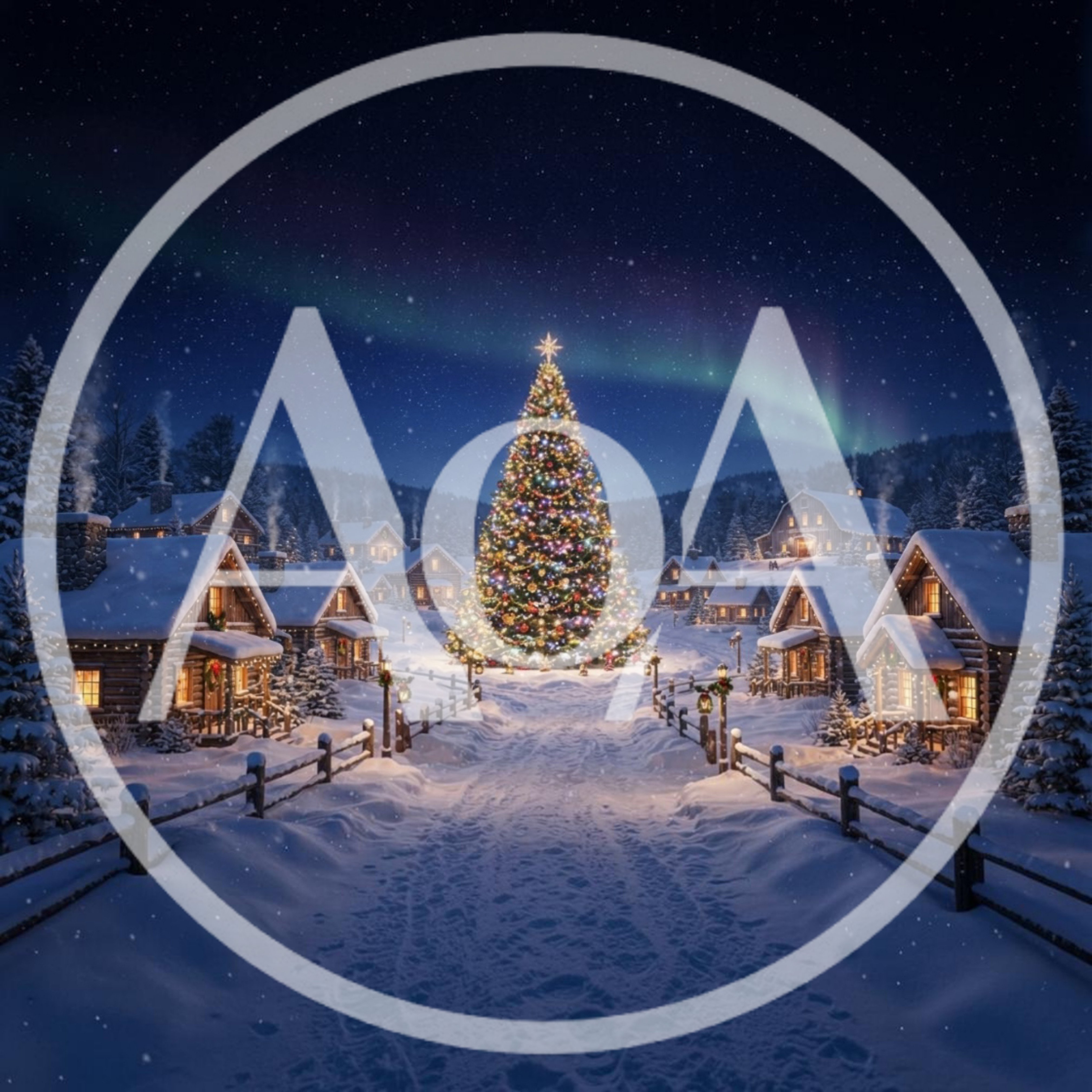 Festive Christmas Village With Large Decorated Tree