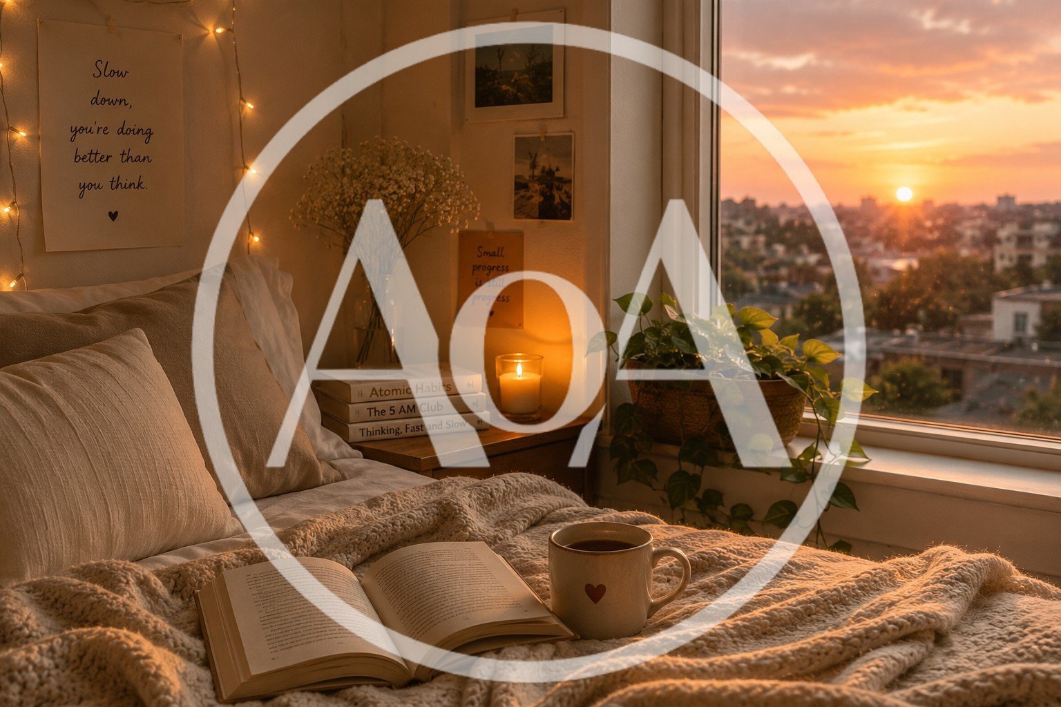 Cozy Bedroom Reading Nook With Sunset View