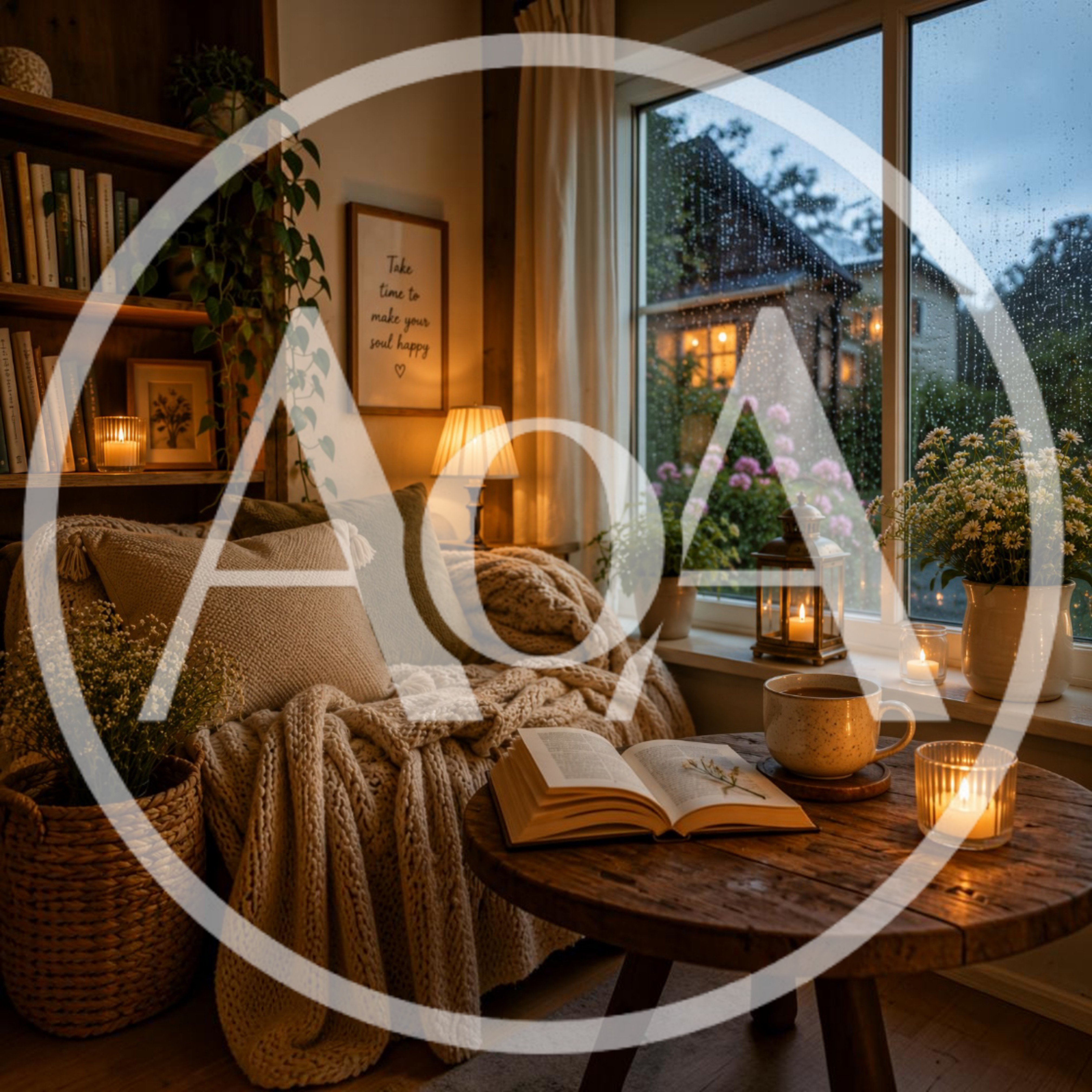 Cozy Reading Nook With Book And Coffee By Window