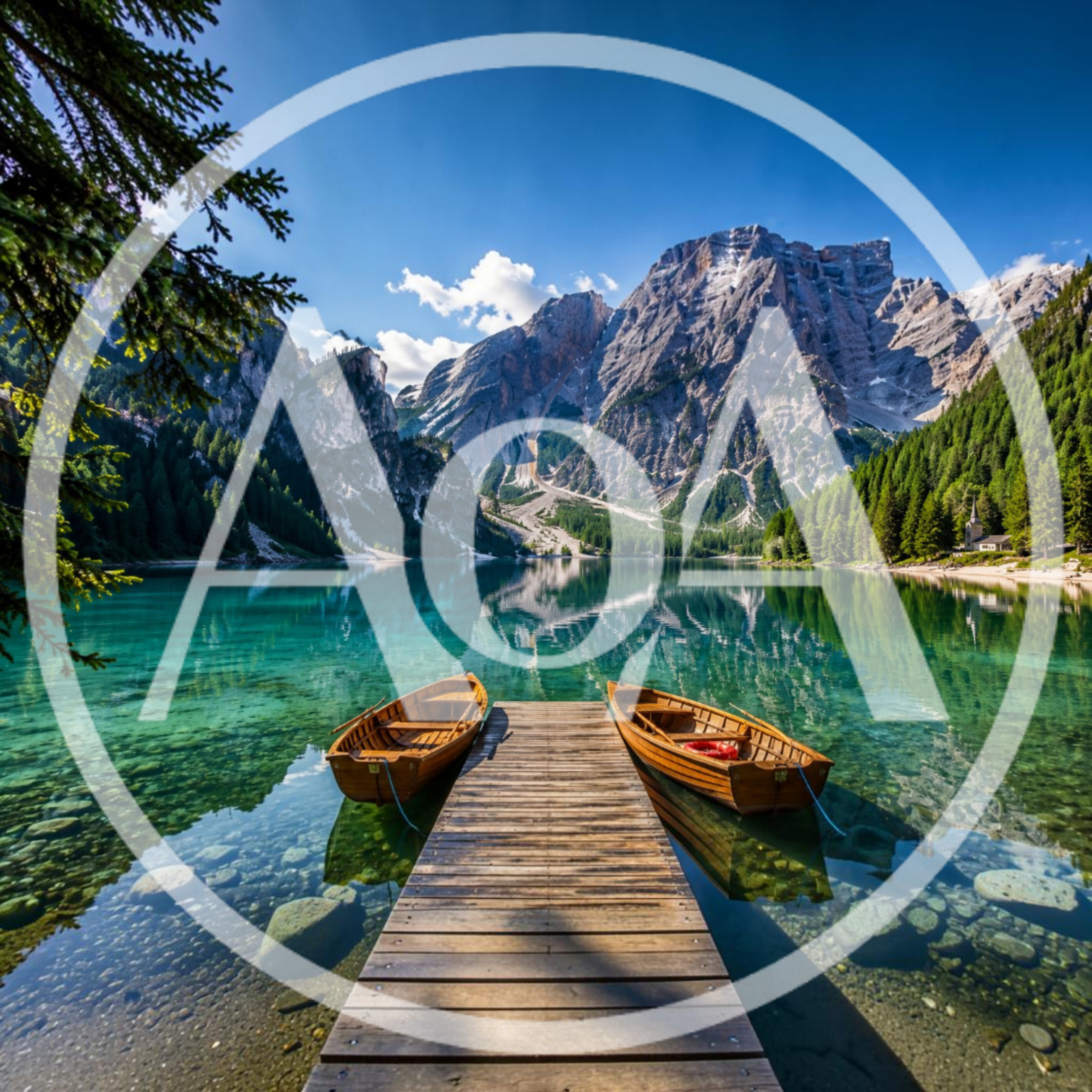 Wooden Rowboats Docked At Lake Braies In The Dolomites