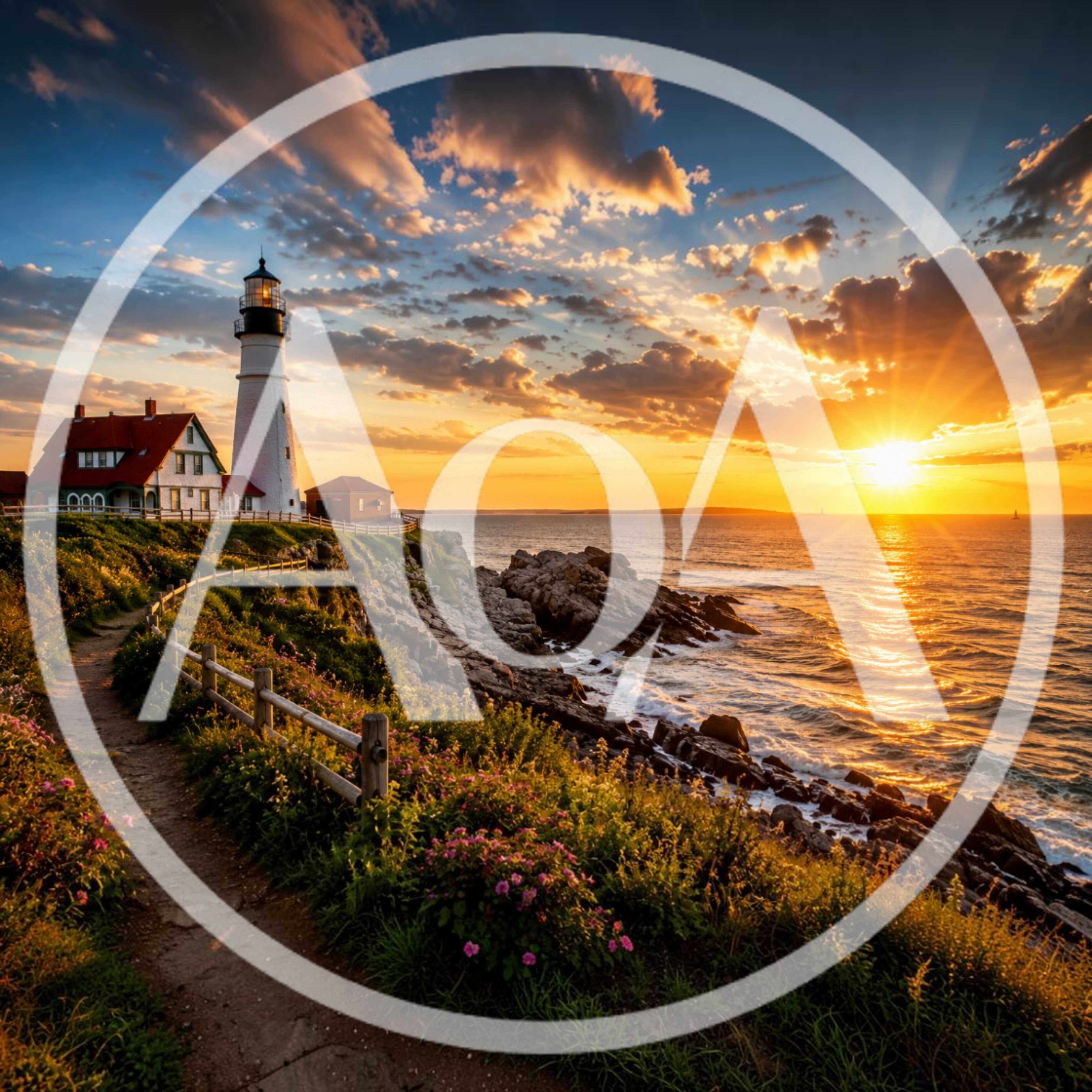 Portland Head Light Lighthouse at Golden Hour Sunset