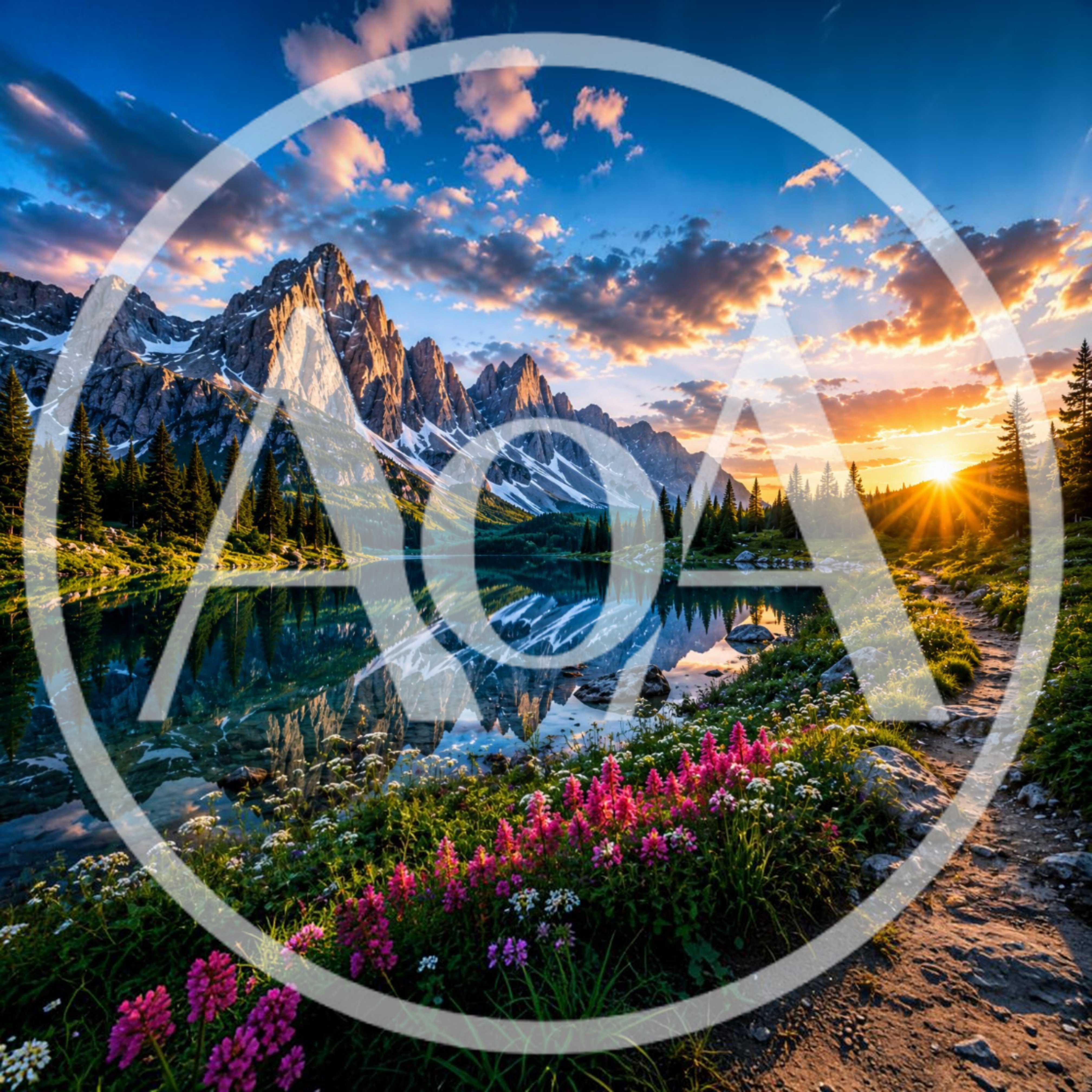 Stunning Mountain Lake Landscape At Sunset