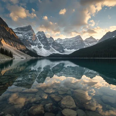 Moraine Lake Mountain Peaks At Sunrise