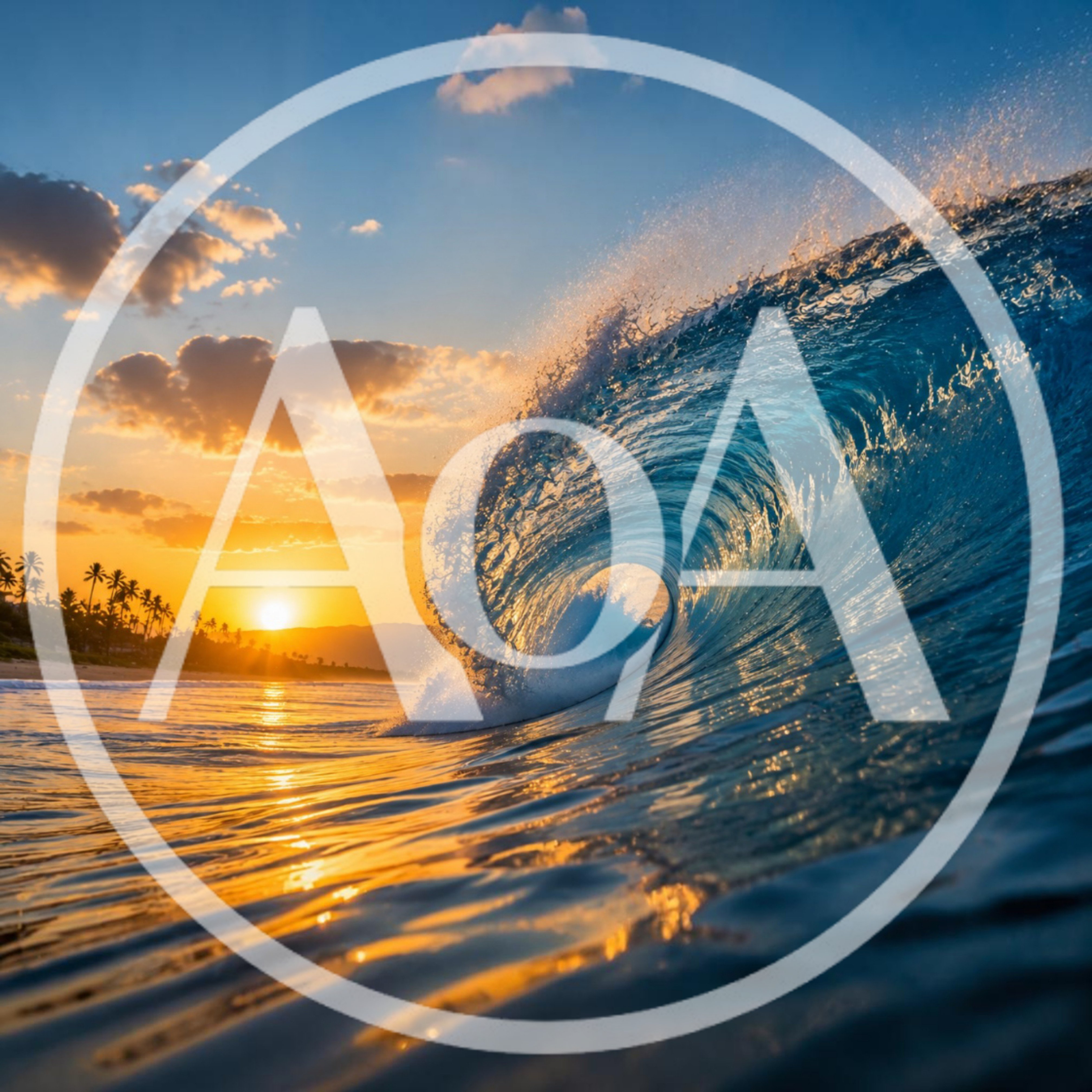 Golden Hour Ocean Wave Crashing At Sunset