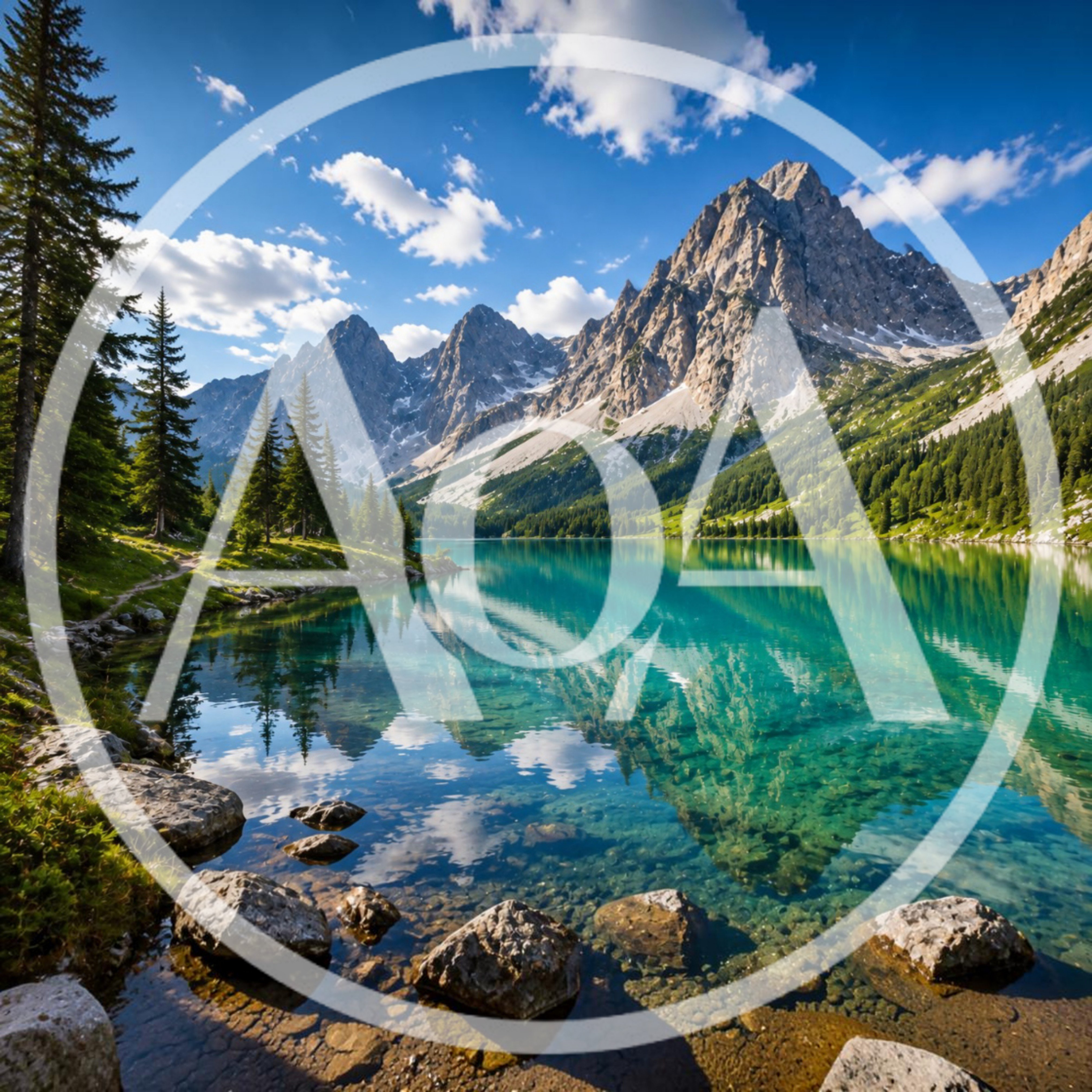 Turquoise Alpine Lake With Jagged Mountain Peaks
