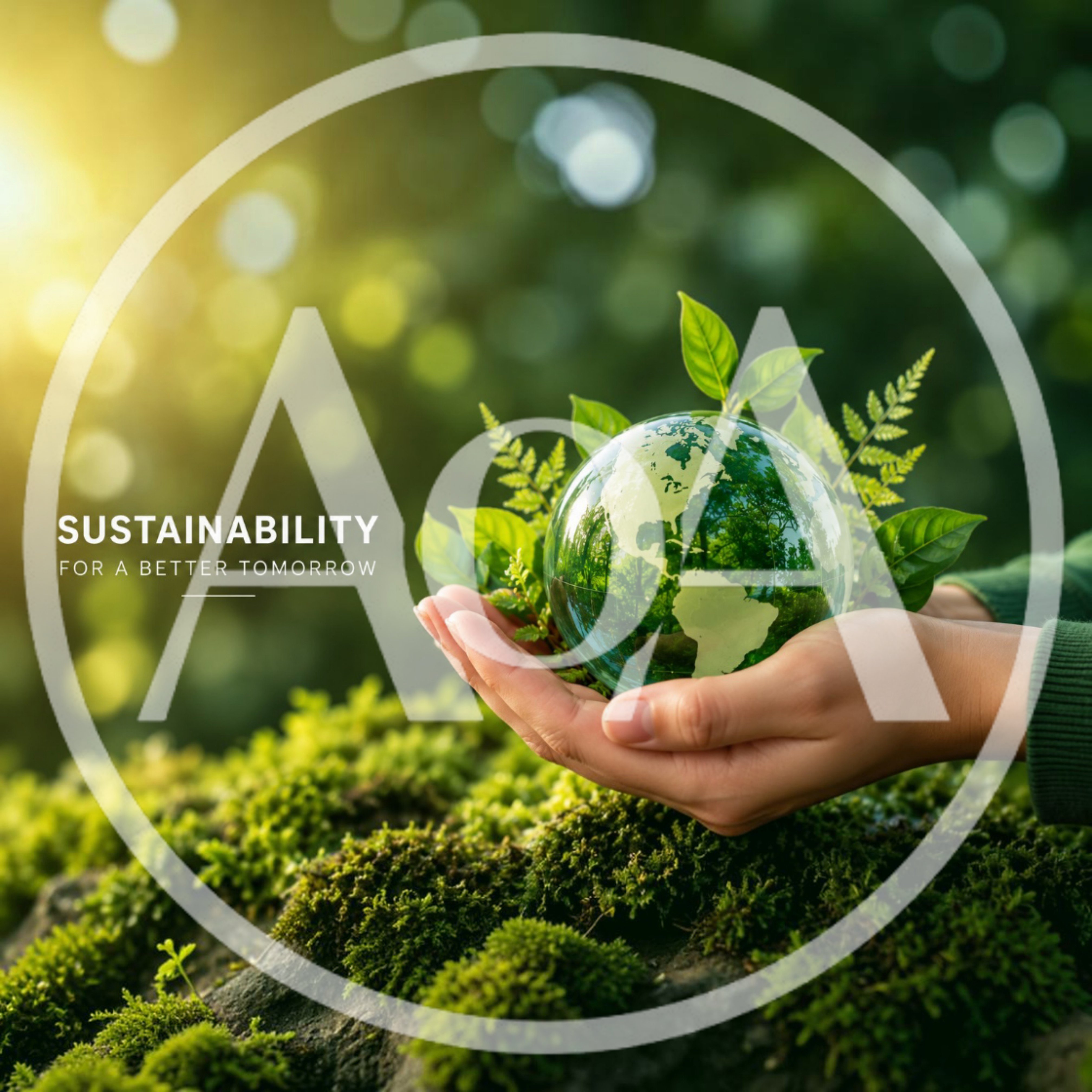 Hands Holding A Glass Globe With Green Foliage