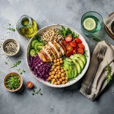 Healthy Chicken And Quinoa Salad Bowl