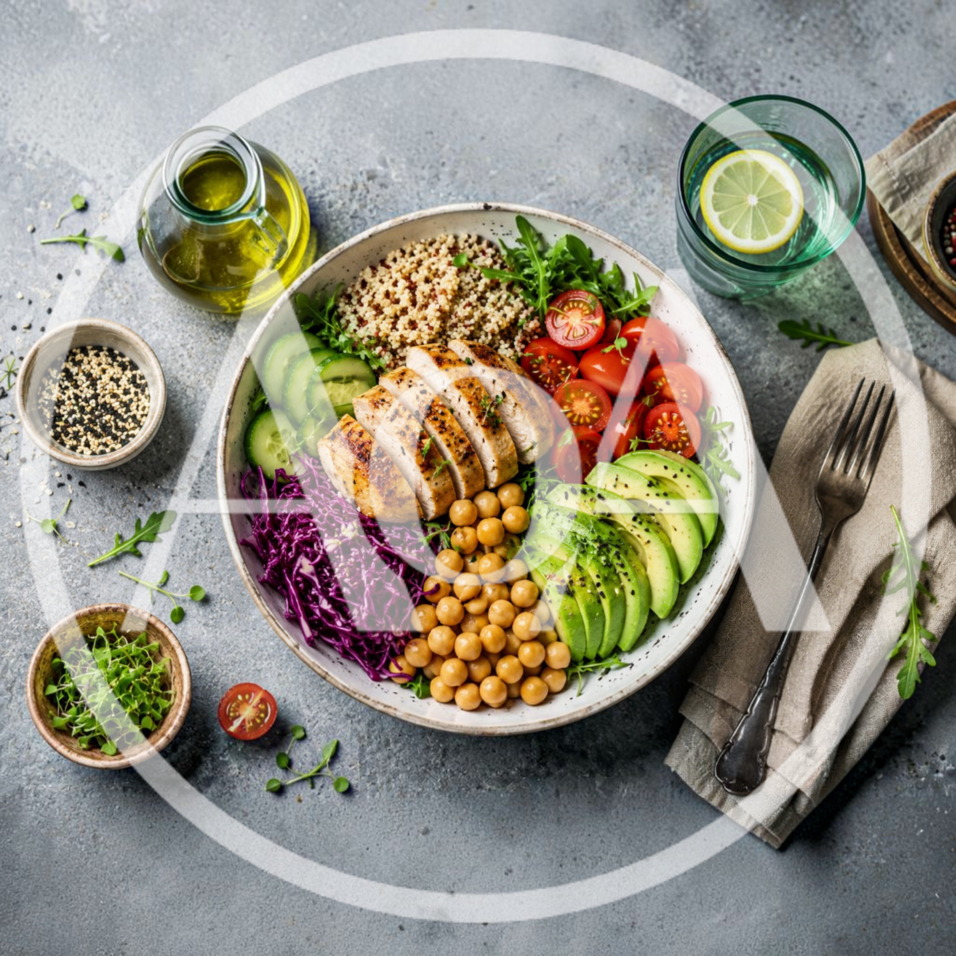 Healthy Chicken And Quinoa Salad Bowl