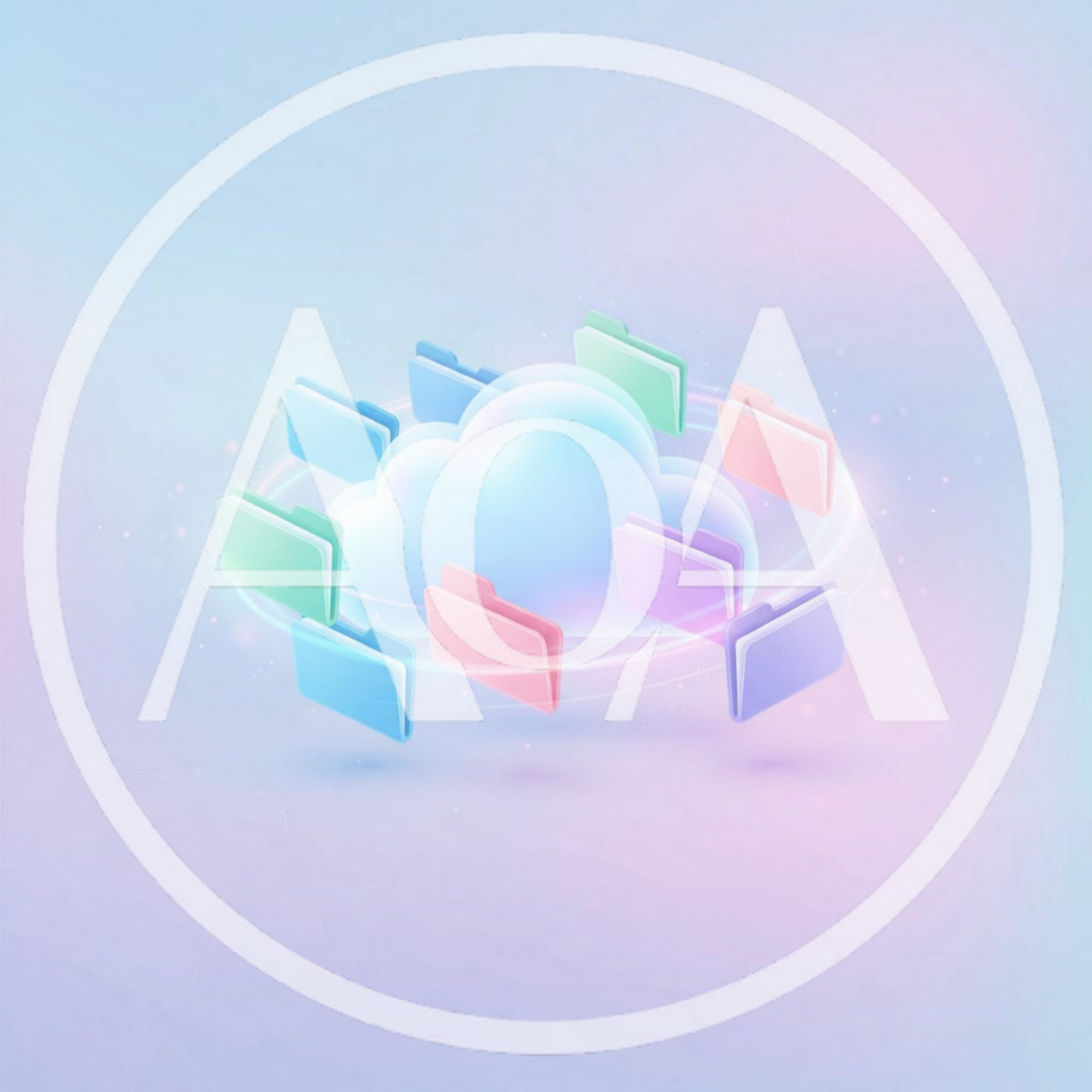 3D Cloud Storage Concept With Floating Colorful Folders