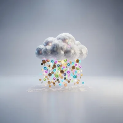 Cryptocurrency Coins Falling Like Rain From A Cloud