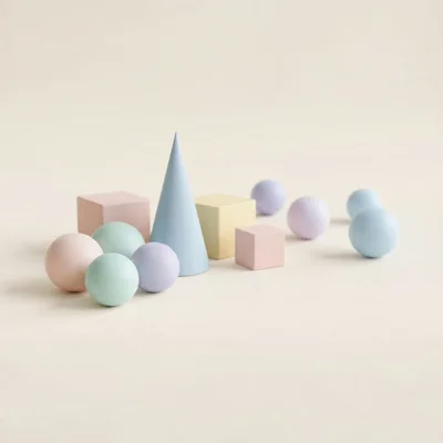 Pastel Geometric Shapes Arranged on a Neutral Background