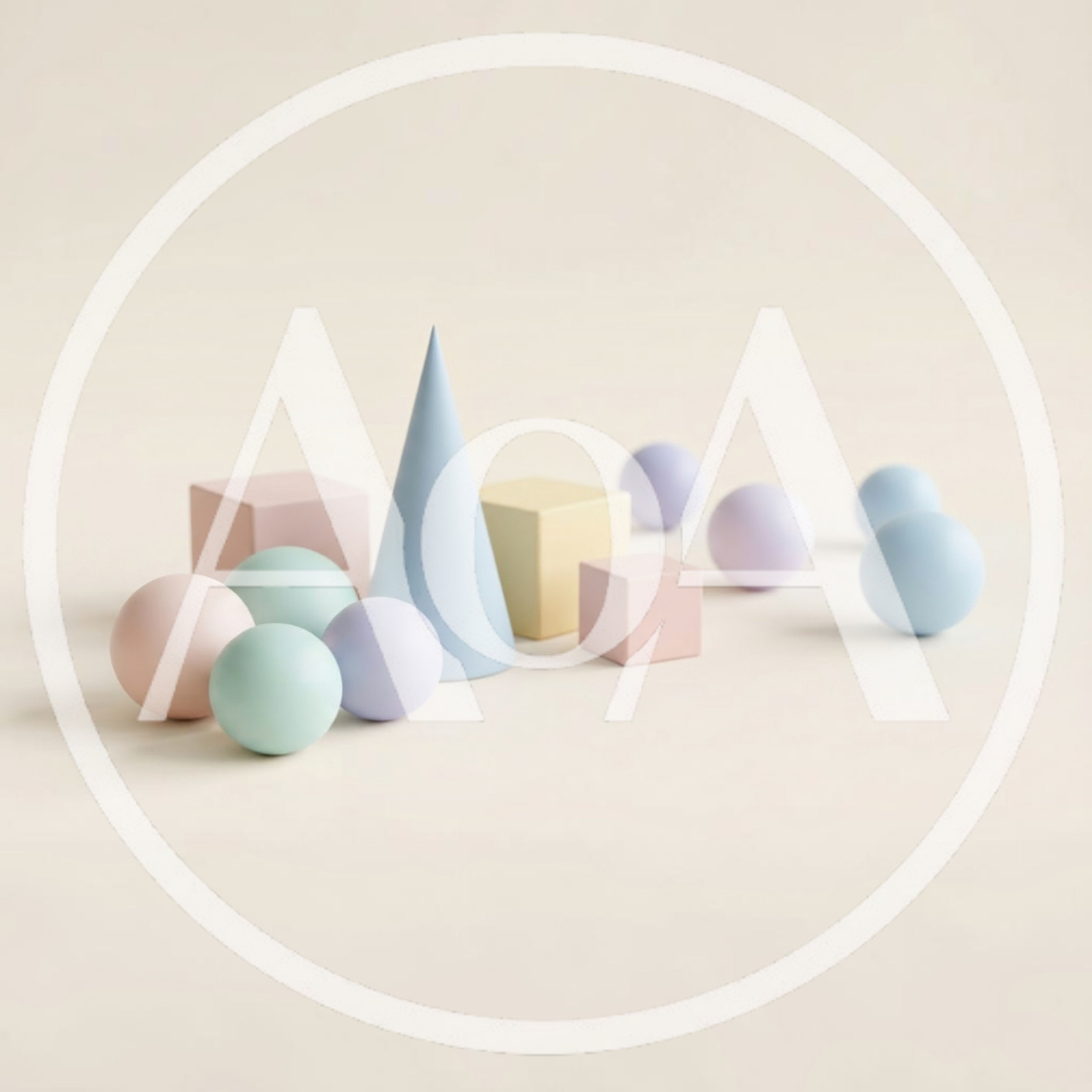 Pastel Geometric Shapes Arranged on a Neutral Background