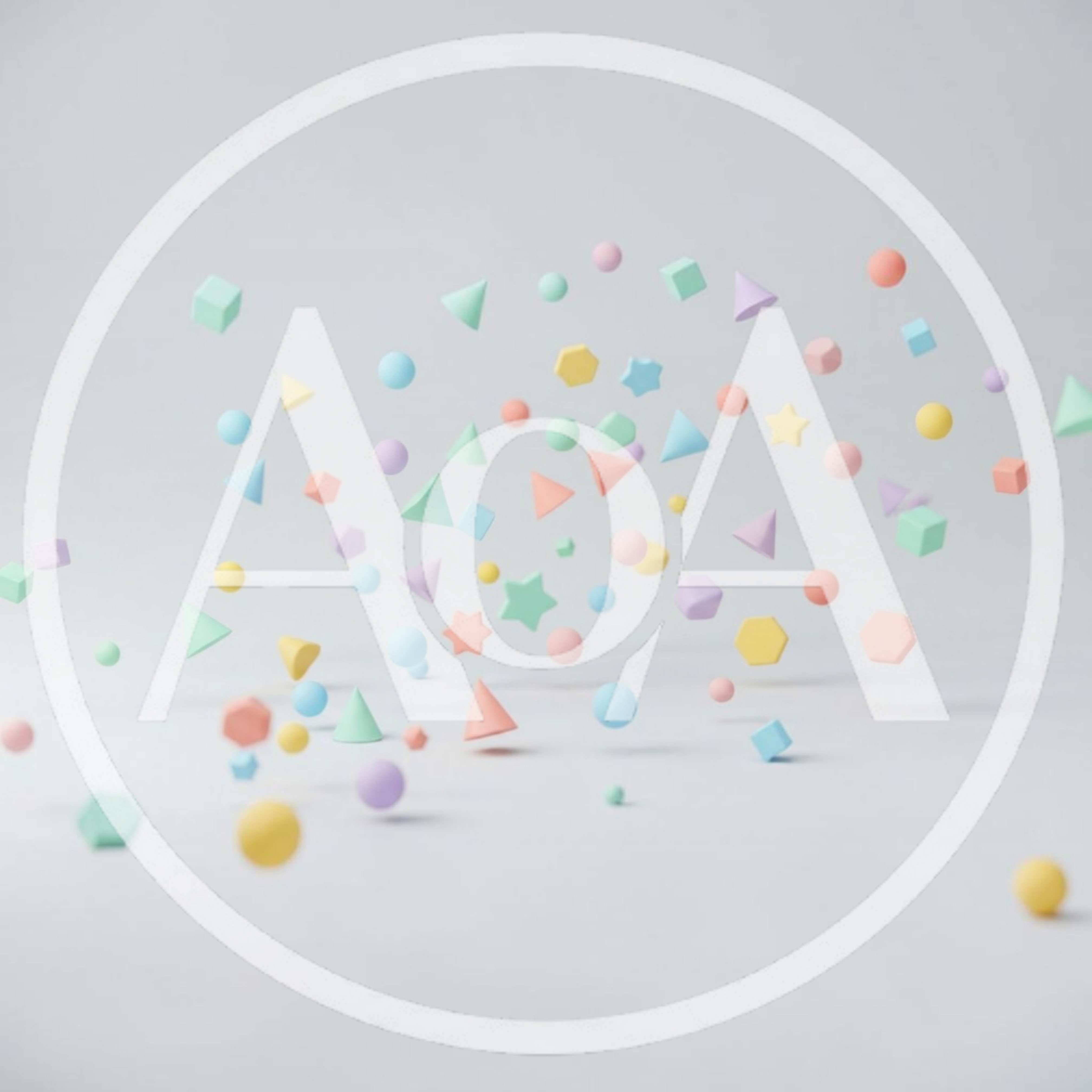 Floating Pastel Geometric Shapes On White Background