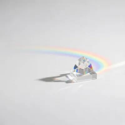 Glass Prism Refracting Light Into A Rainbow Spectrum