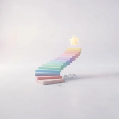 Pastel Staircase Leading To A Glowing Star