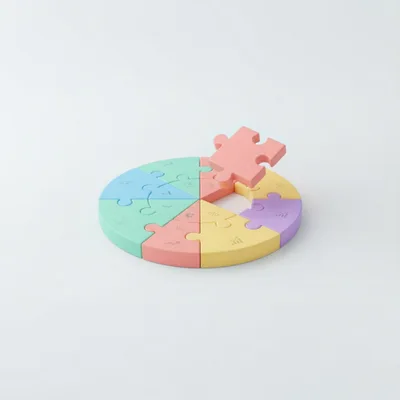 Pastel Colored Puzzle Piece Pie Chart