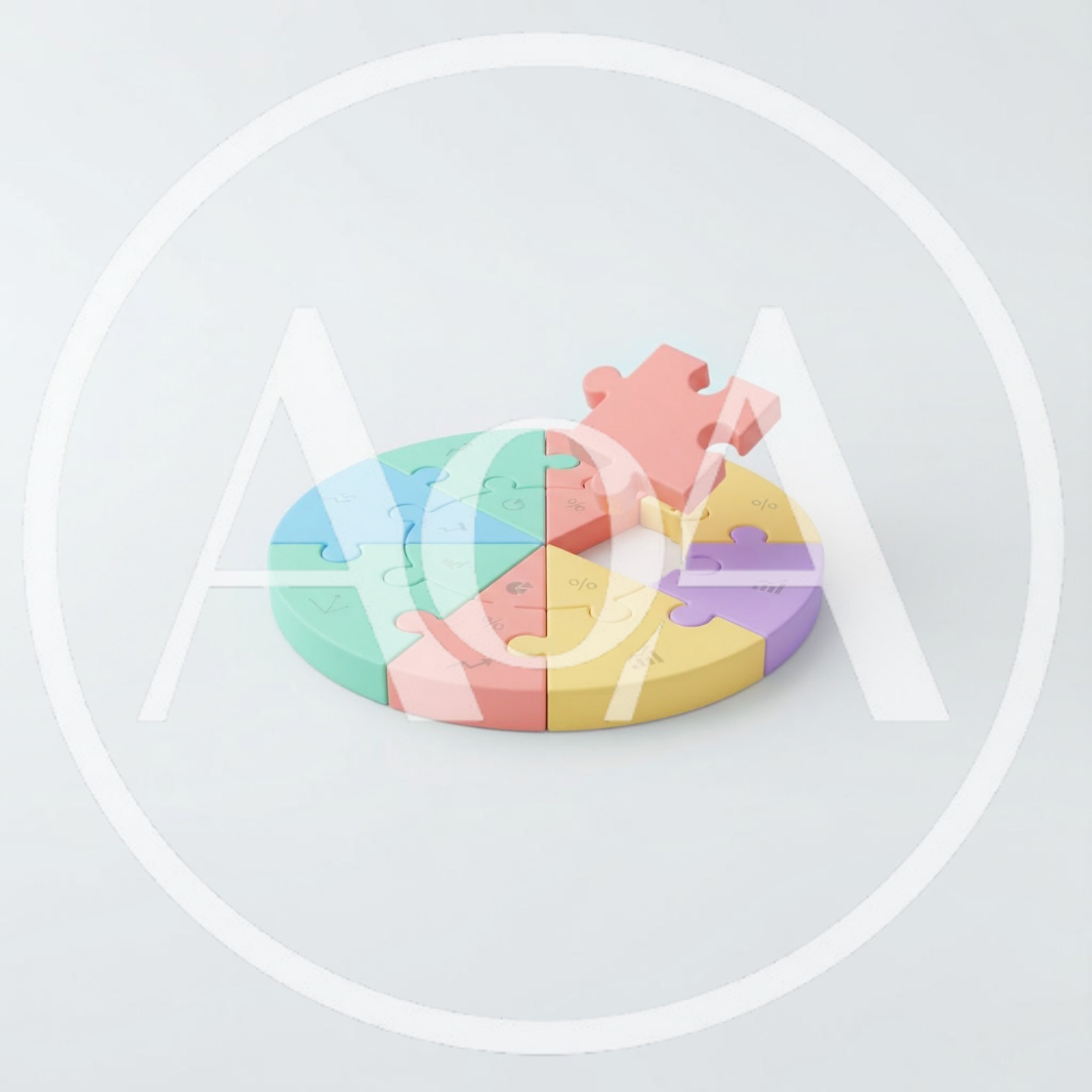 Pastel Colored Puzzle Piece Pie Chart
