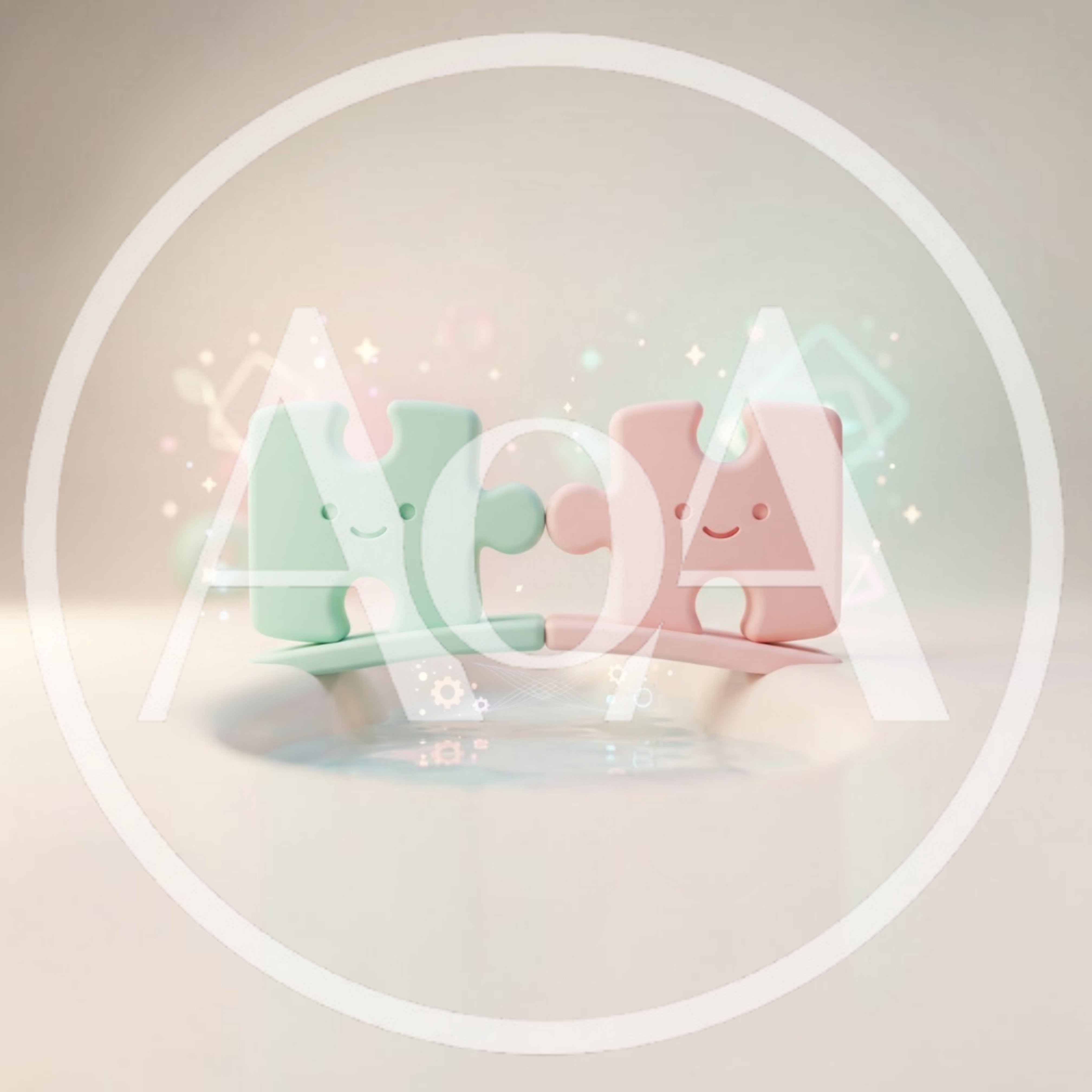 Cute Pastel Puzzle Pieces Connecting Over Water