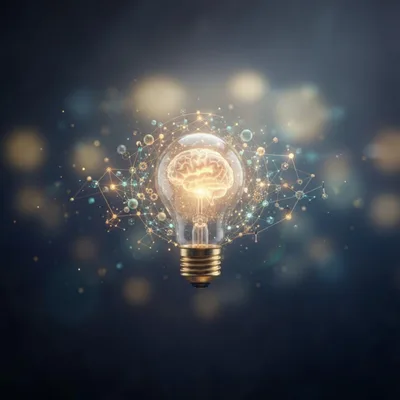 Glowing Human Brain Inside A Light Bulb