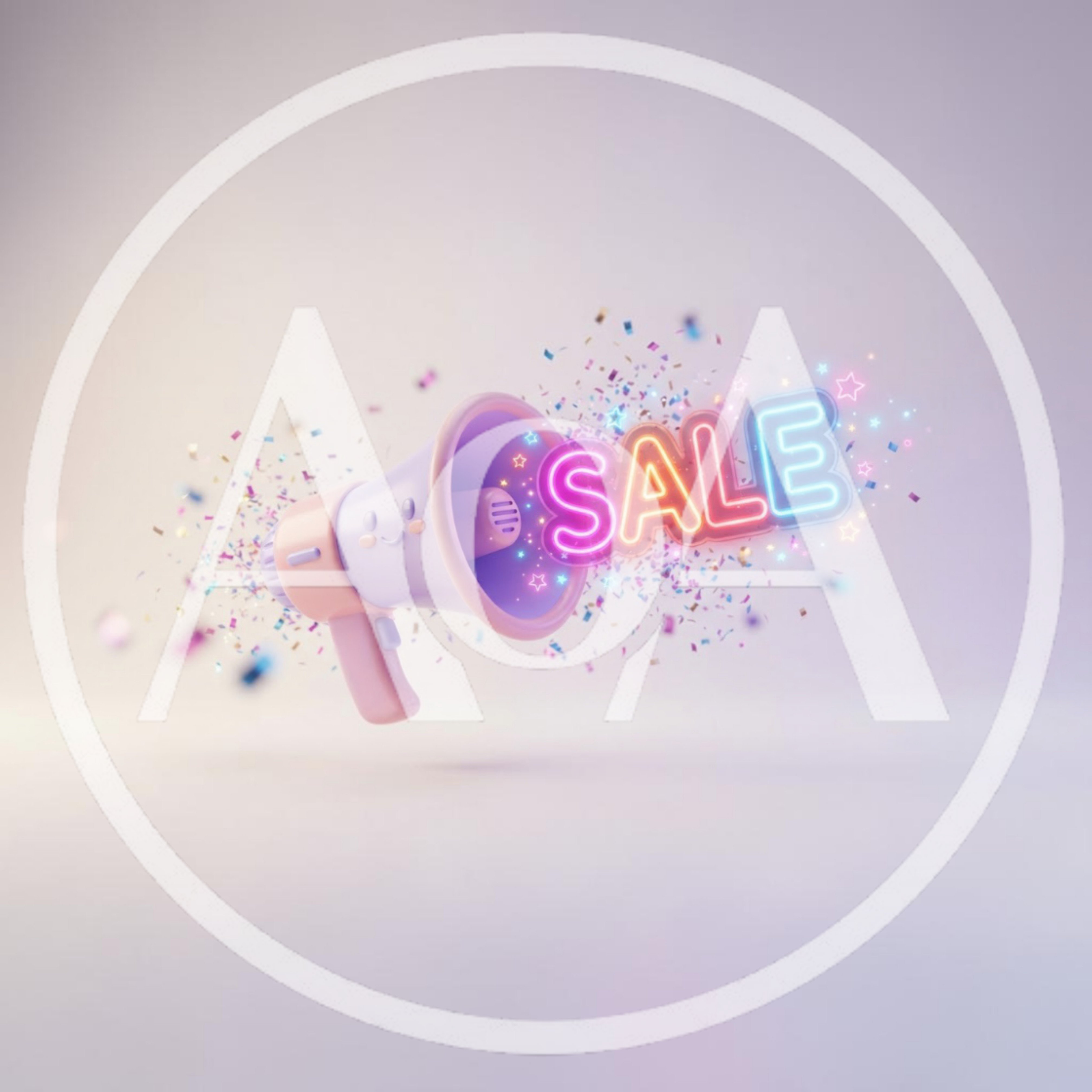3D Rendered Cute Megaphone With Neon Sale Sign