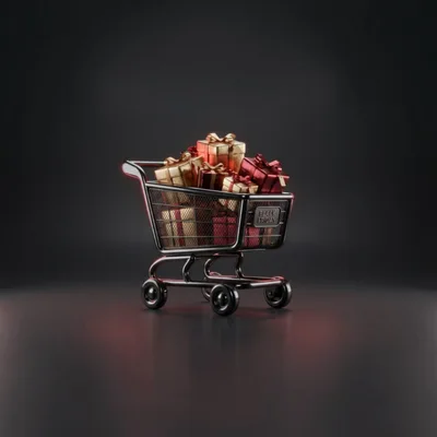 Black Friday Shopping Cart Filled With Gift Boxes