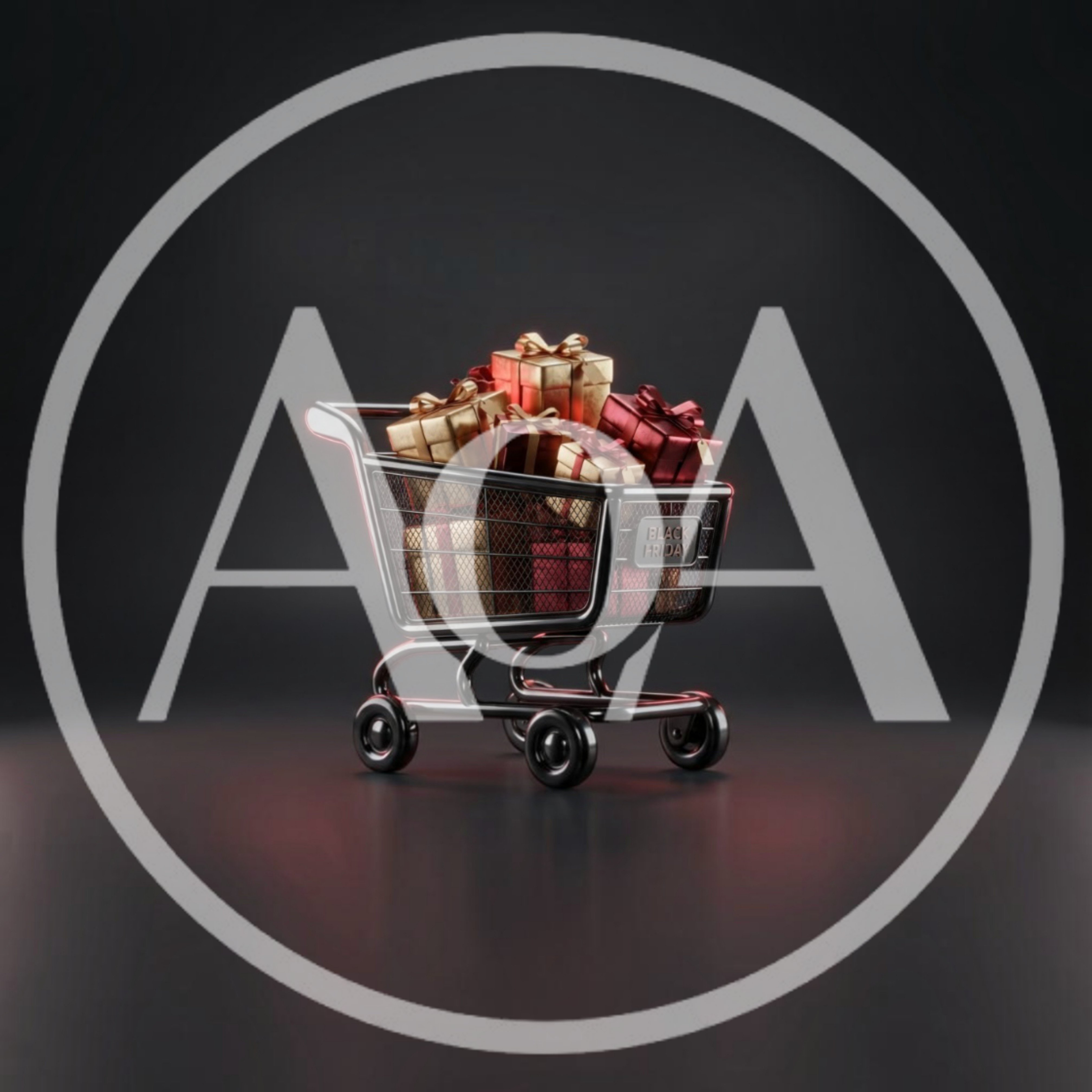 Black Friday Shopping Cart Filled With Gift Boxes