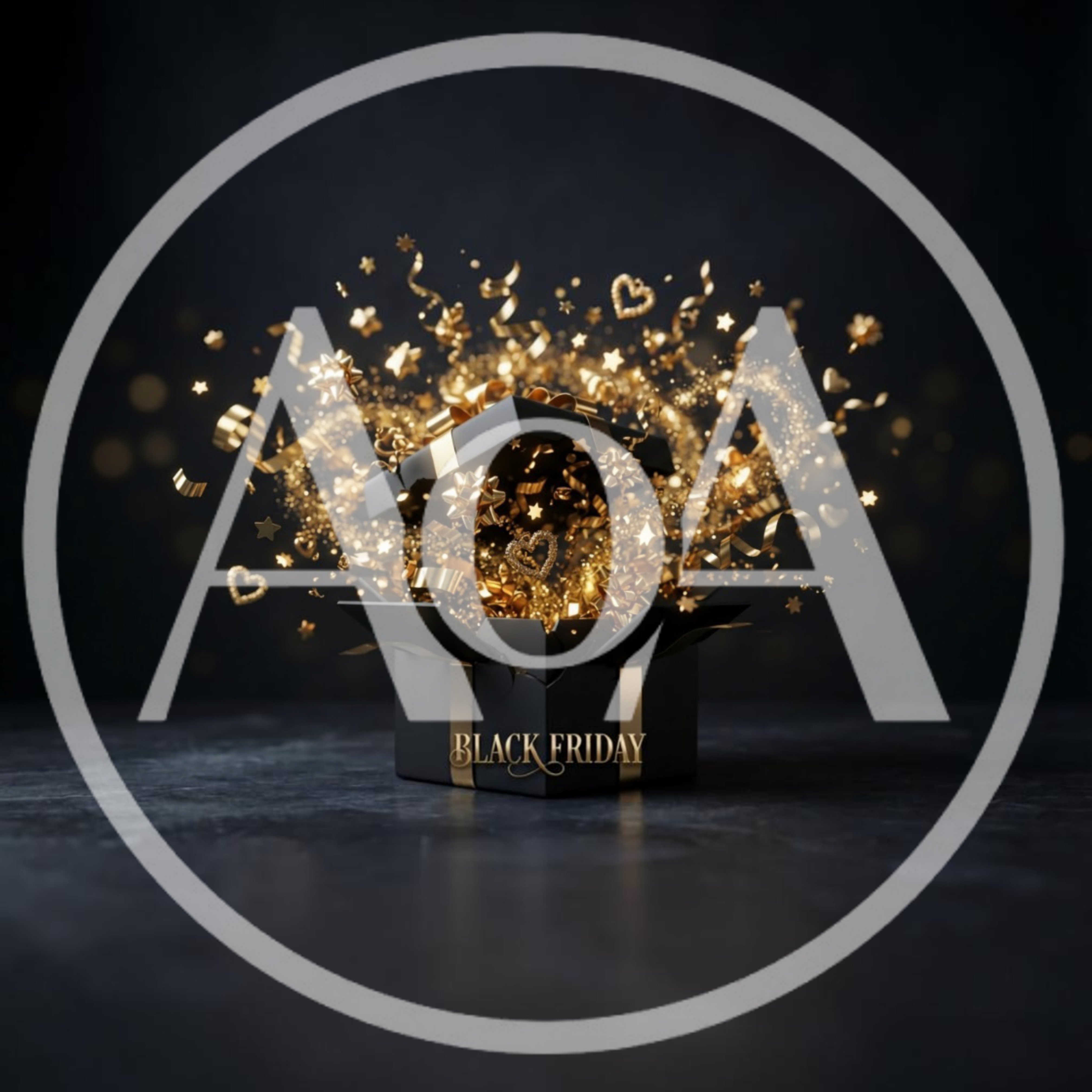 Black Friday Gift Box With Golden Confetti Explosion