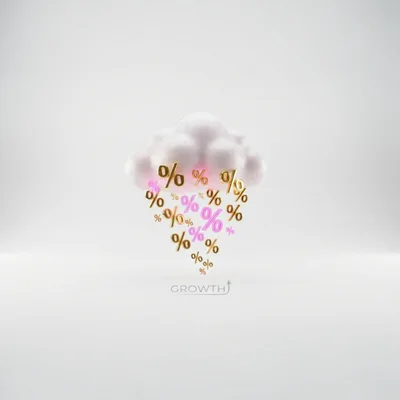 3D Cloud Raining Golden Percentage Symbols