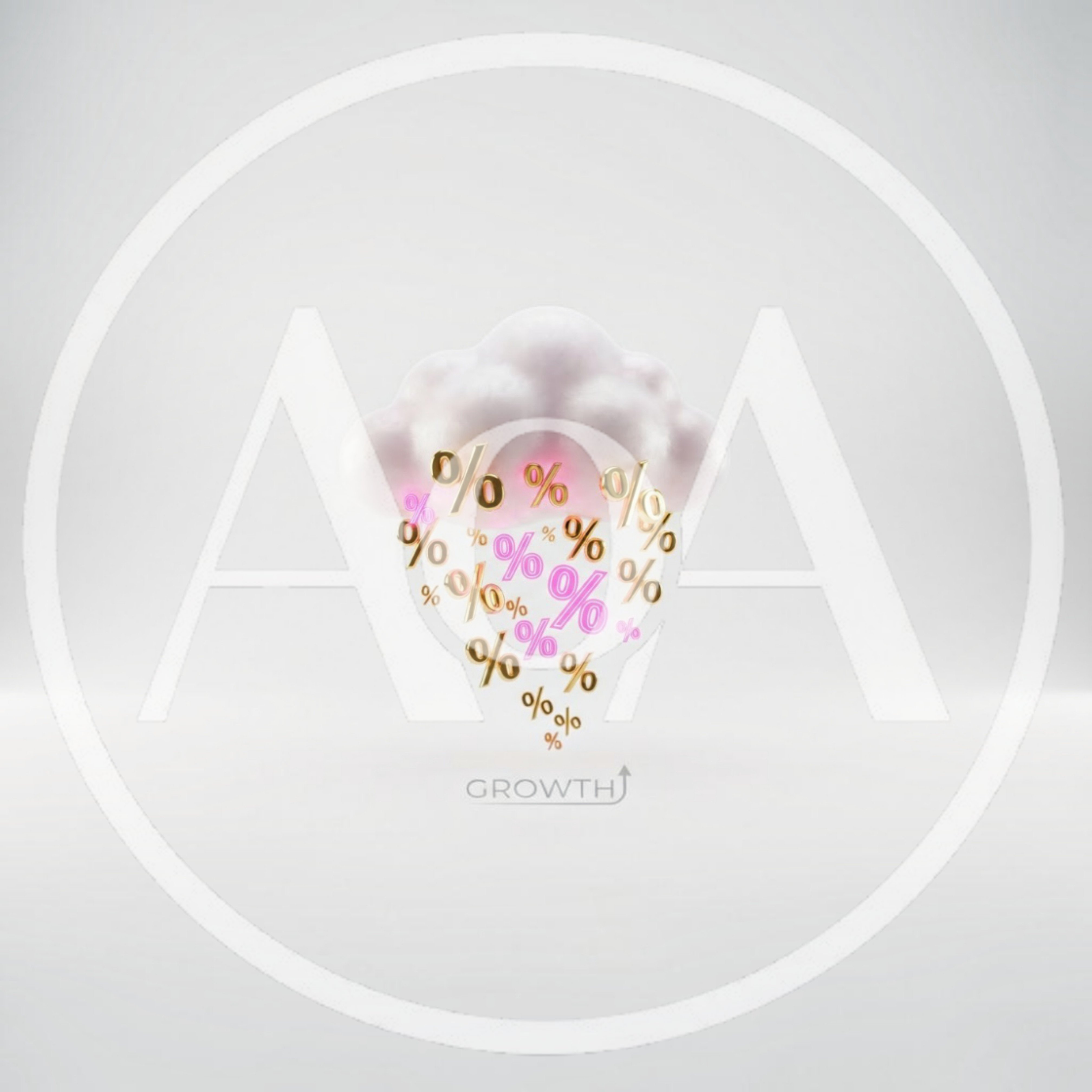 3D Cloud Raining Golden Percentage Symbols